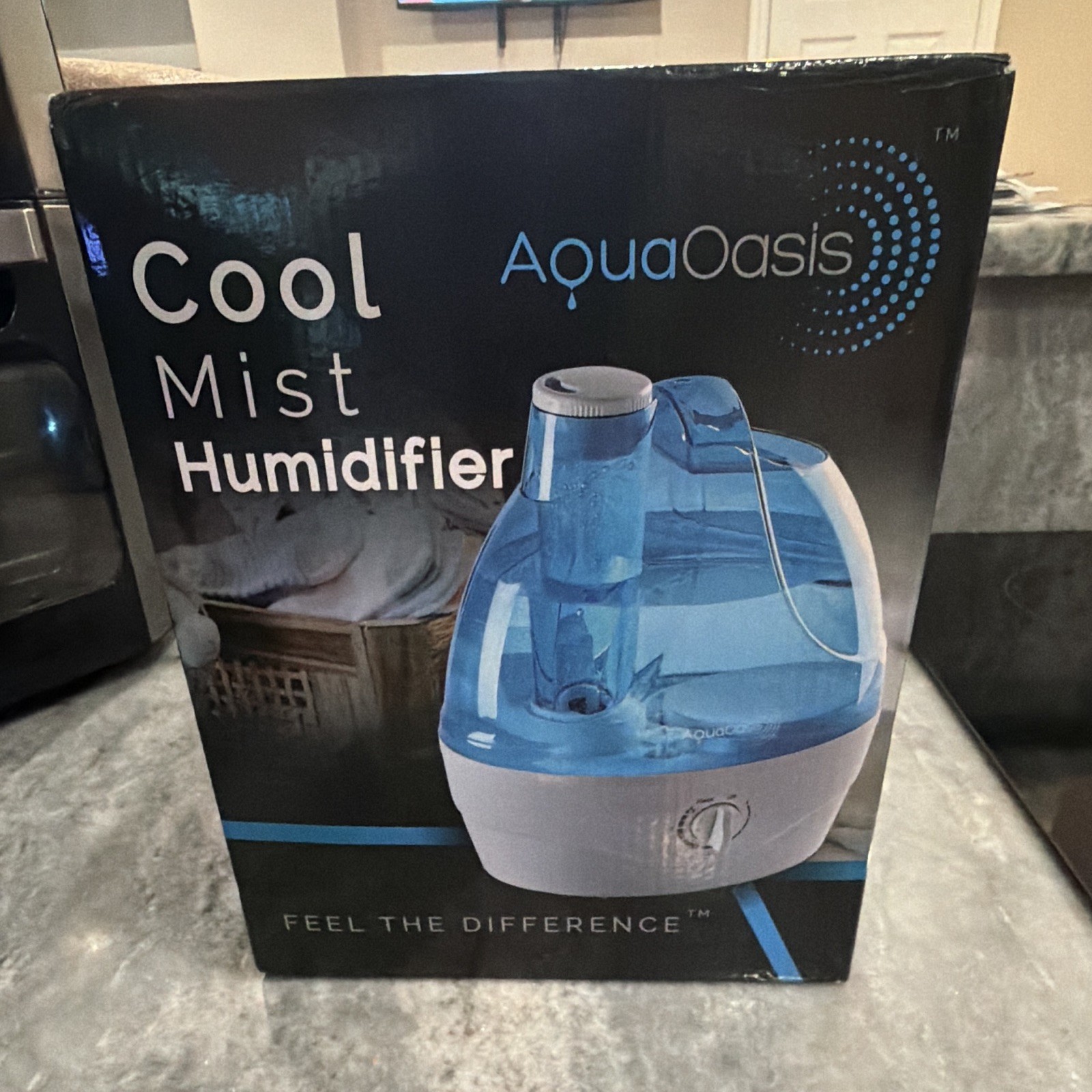 AquaOasis Tabletop Cool Mist Humidifier 2.2L Quiet Auto Shut Off Blue/White