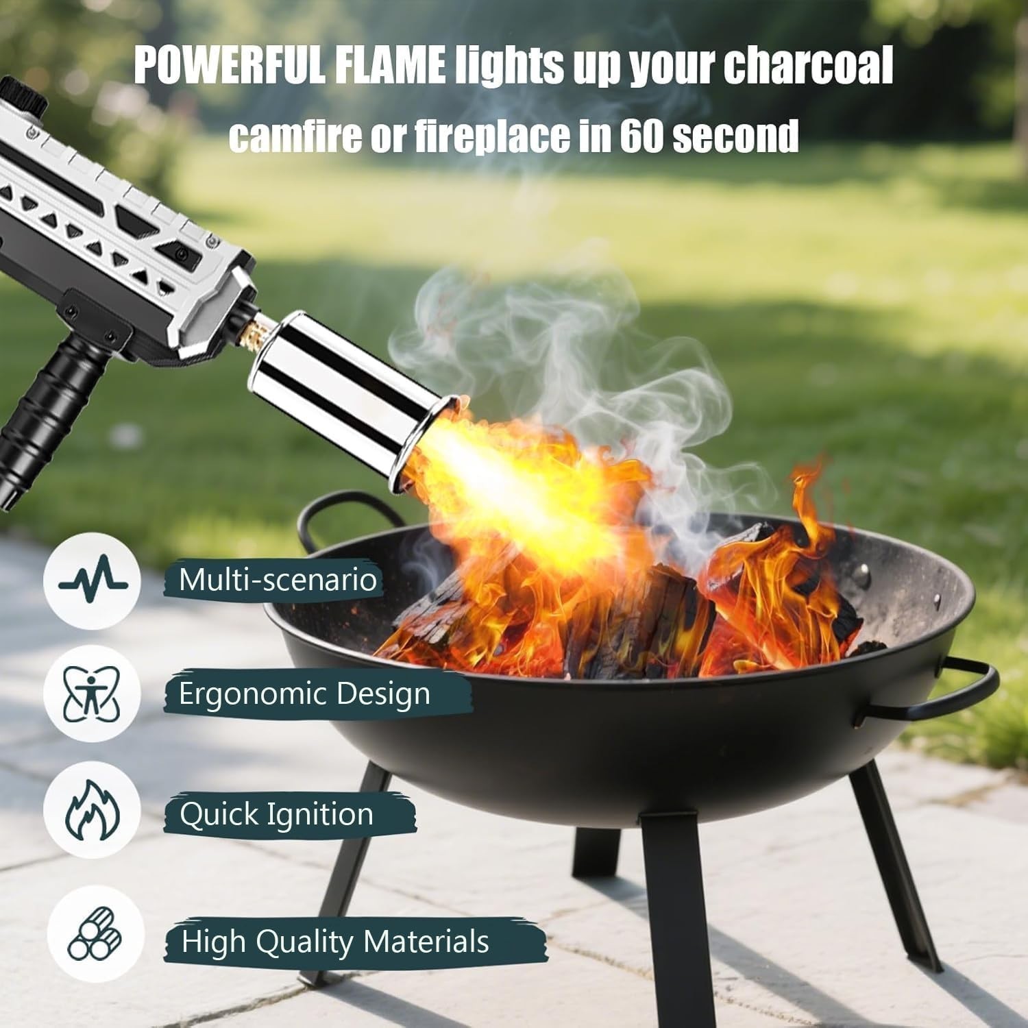 Powerful Propane Torch Gun, Adjustable Flame Thrower Gun, Kitchen Torch with ...