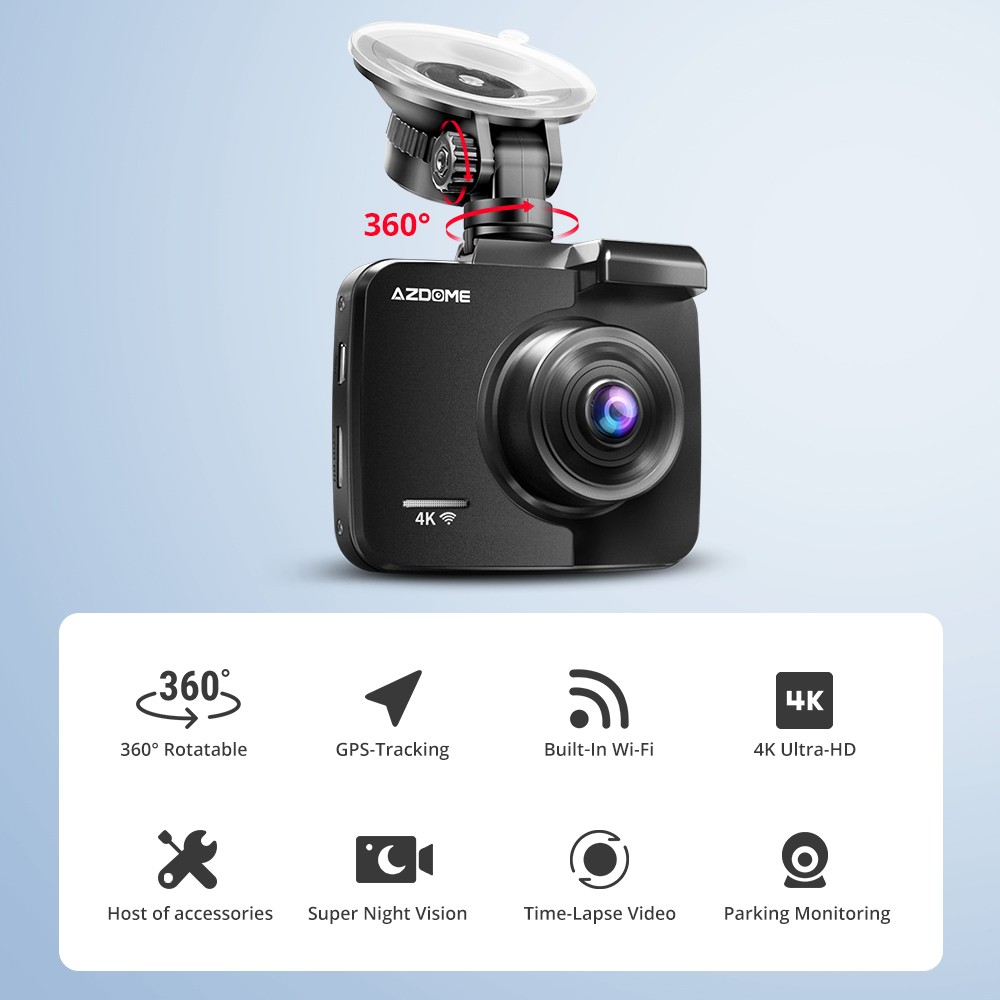 AZDOME 4K Dash Cam Parking Mode Night Vision Car Camera Recorder