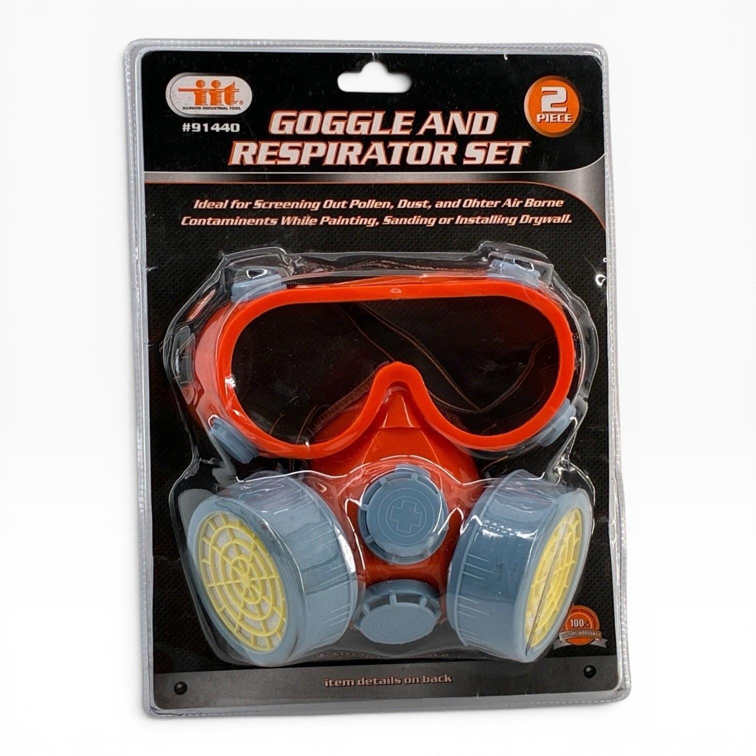 IIT 91440 Goggle and Respirator Set 2pc Dust Pollen Paint NIB (U)