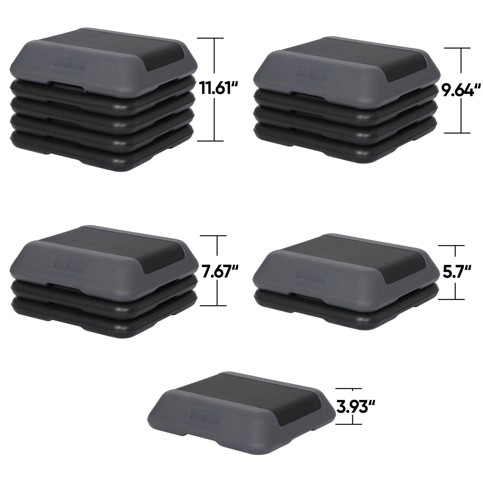 Adjustable High Step Aerobic Platform with 4 Risers Training Device 16" x 16"