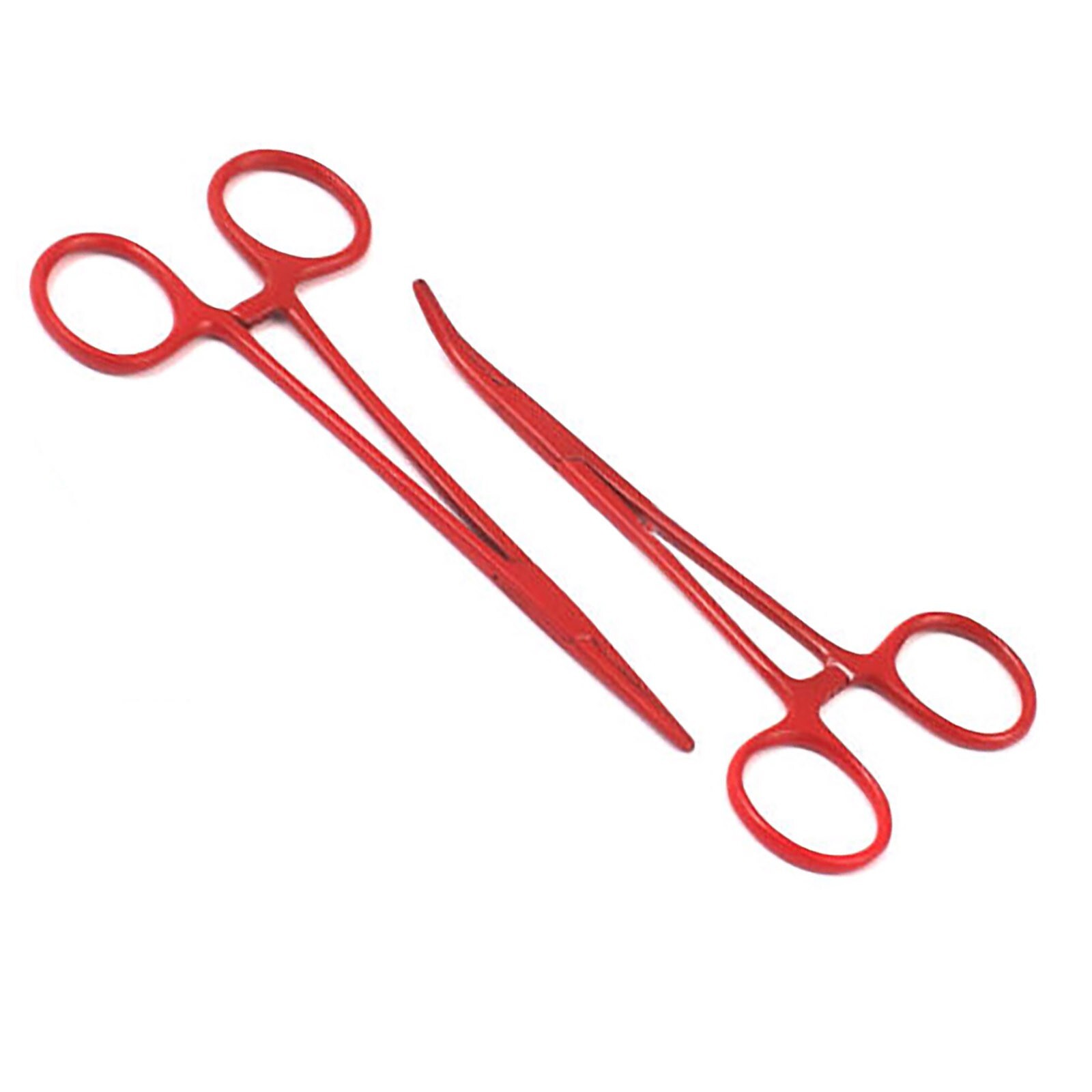AA Pro: (Pack of 2) Crile Hemostat Forceps 5.5" Straight & Curved Red Coated