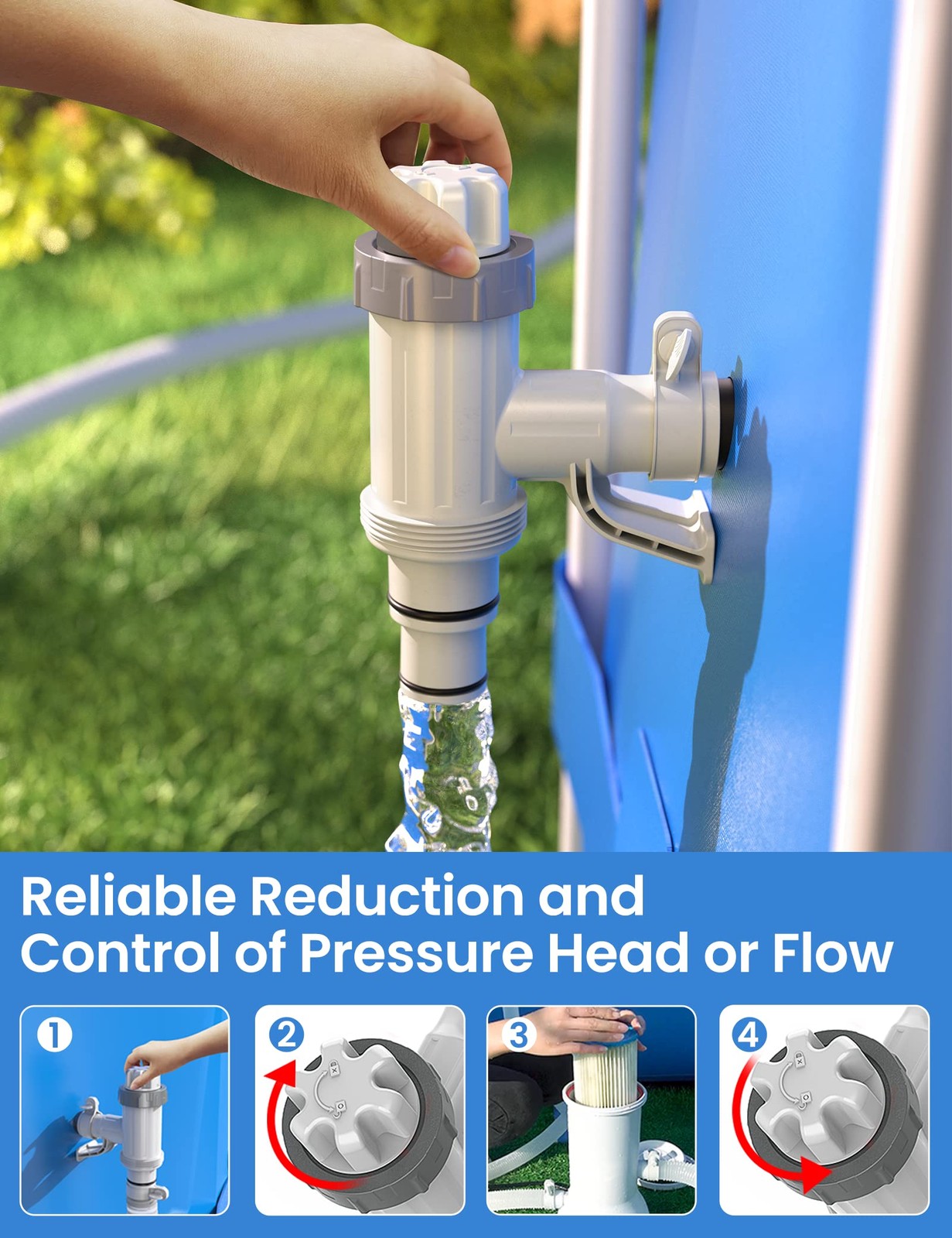 [PATENTED] Deeroll Pool Plunger Valve Plus for Above Ground - 1 Pack