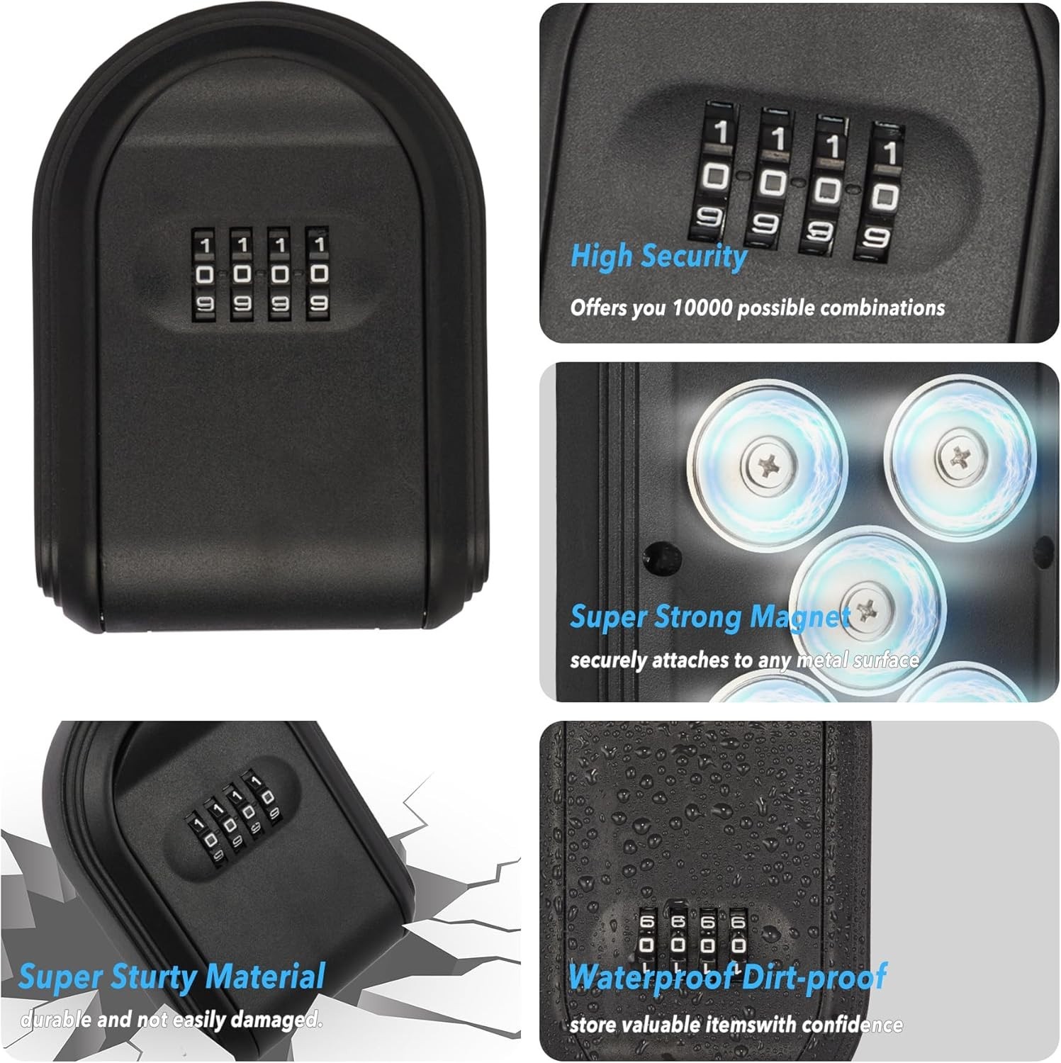 Magnetic Key Box for Under Car, Hide a Key Outside with Combination Lock Box,...