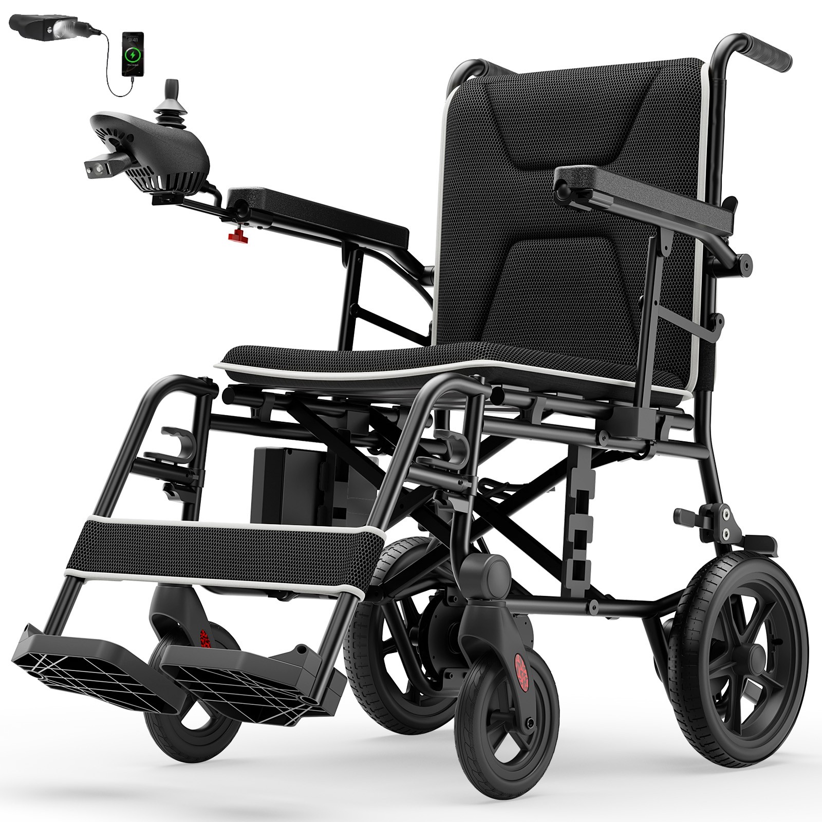 Electric Wheelchair Folding Lightweight 500W 4 Wheelchairs SOS USB For Senior