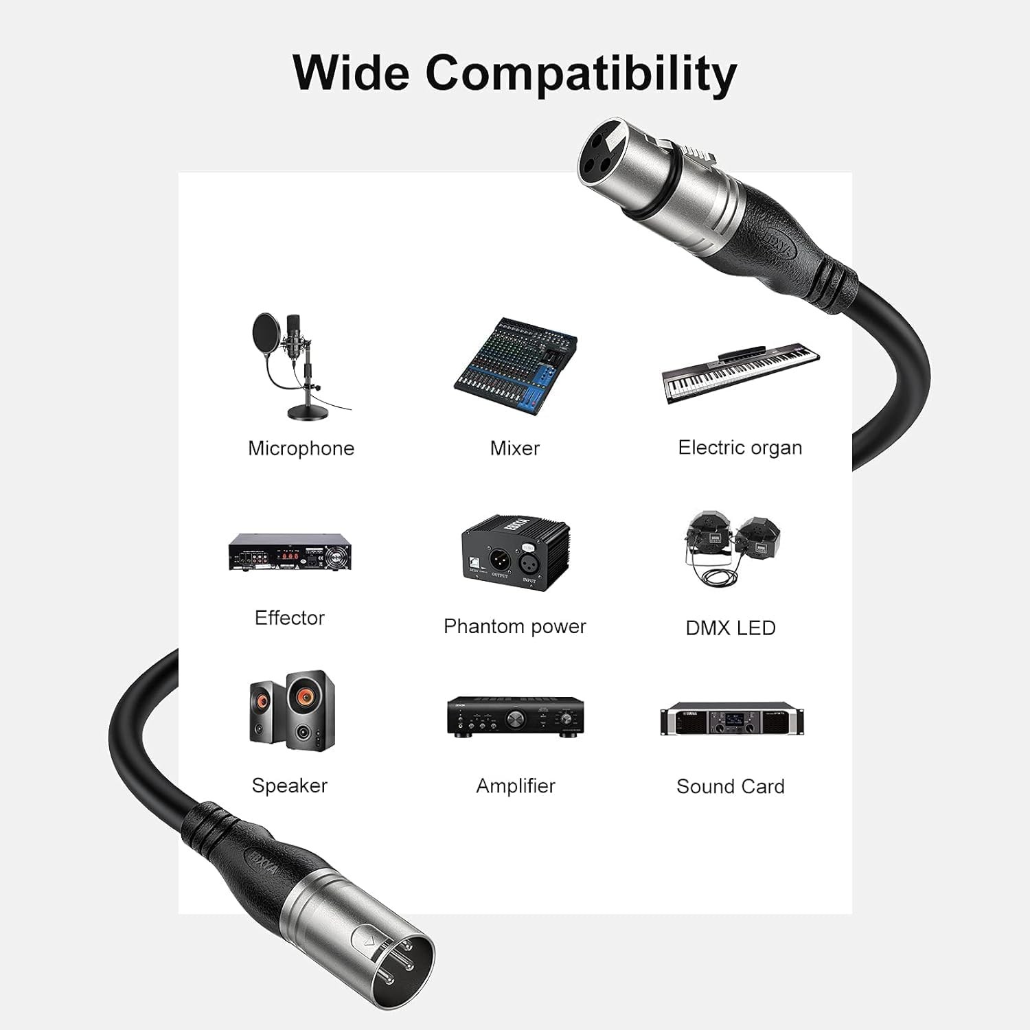 XLR Cable 25ft 10 Pack, Premium Balanced Microphone Cable, 3-Pin XLR