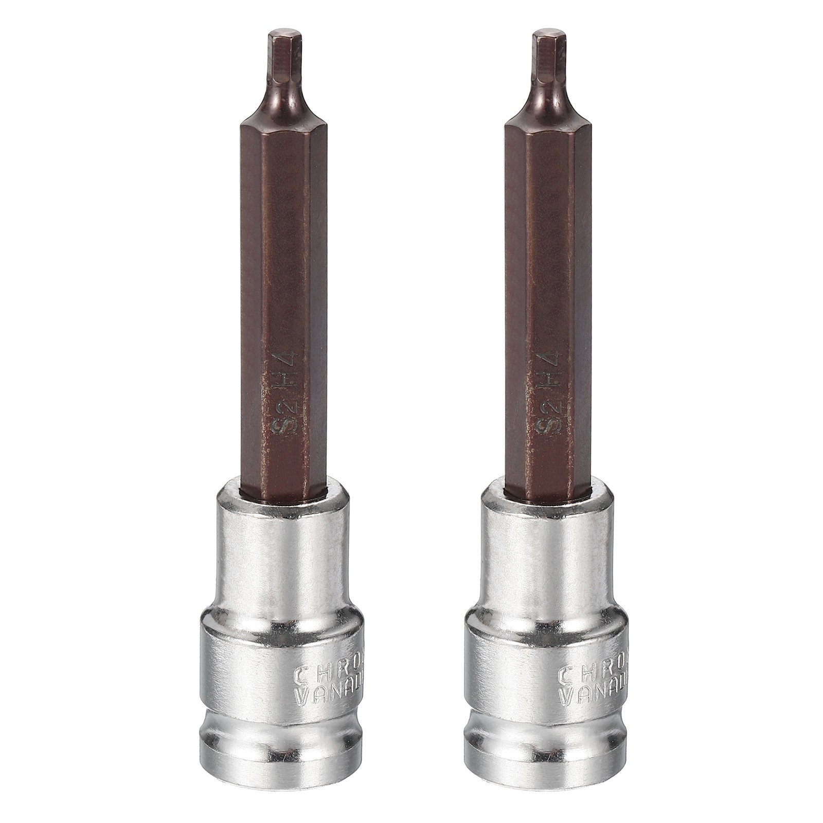 2Pcs Hex Bit Socket H4 1/2" Drive 4" Length S2 Steel Long Bit CR-V Socket