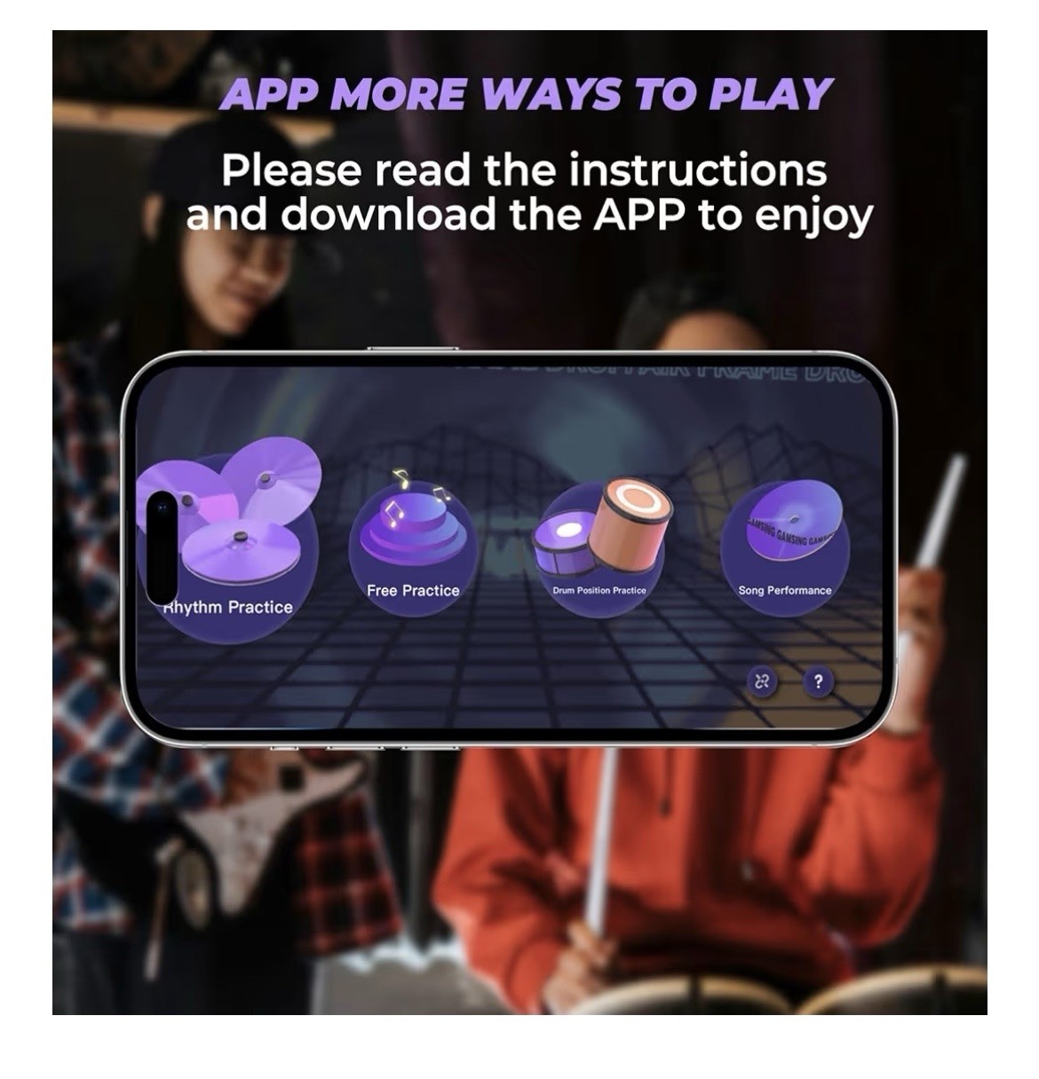 Gamsing Electric AirDrum Set Machine Gyroscope Sensor Android iOS Air Drum