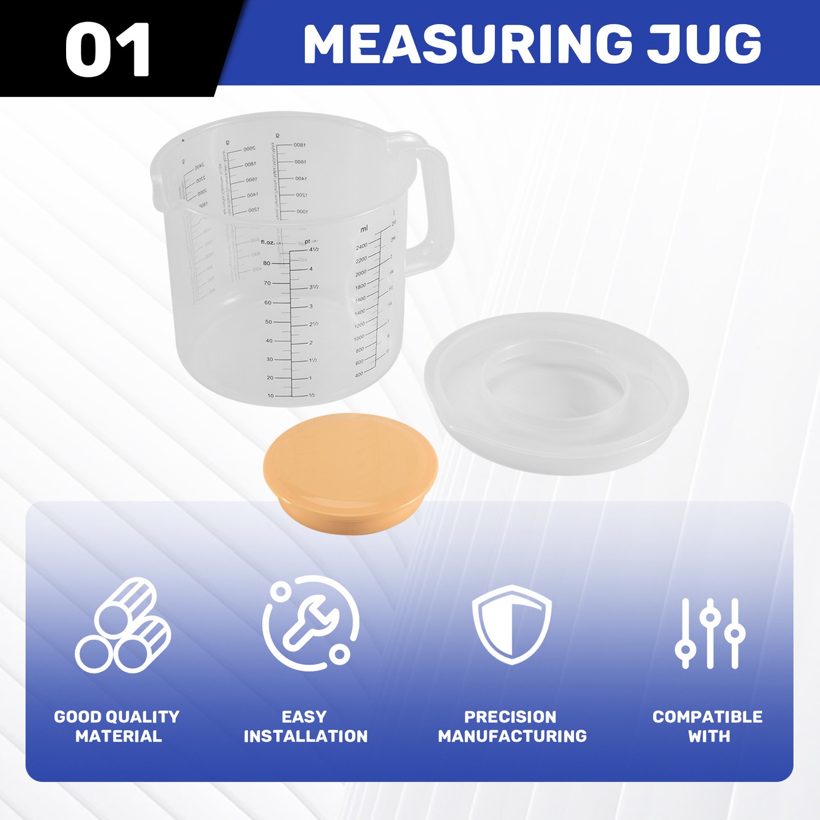 Plastic Ounce Measuring Cups and Mixing Pitcher for Baking with Lid Liquid5917