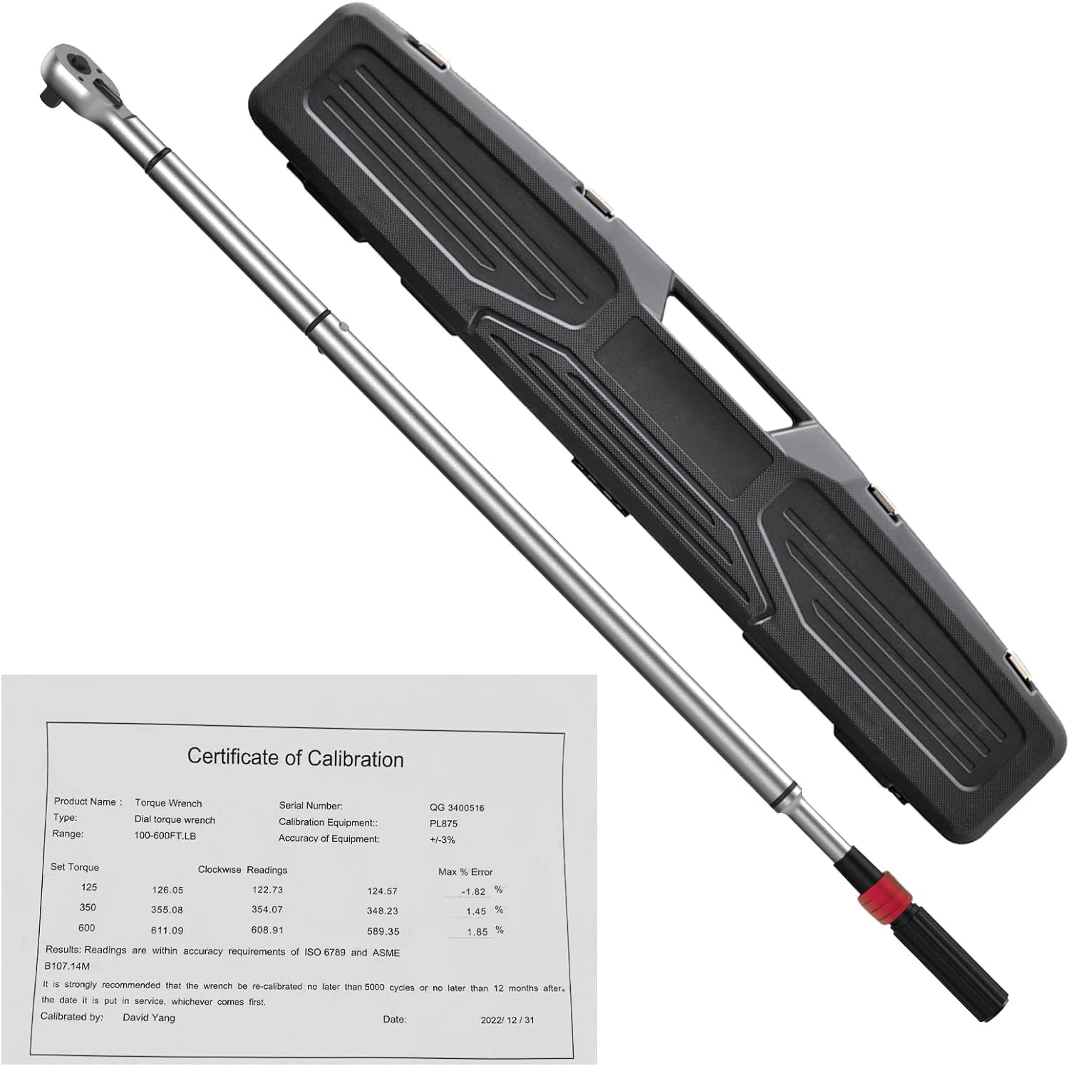 3/4 Inch Drive Click Torque Wrench 100-600 Ft Lb Dual Direction Adjustable Pro