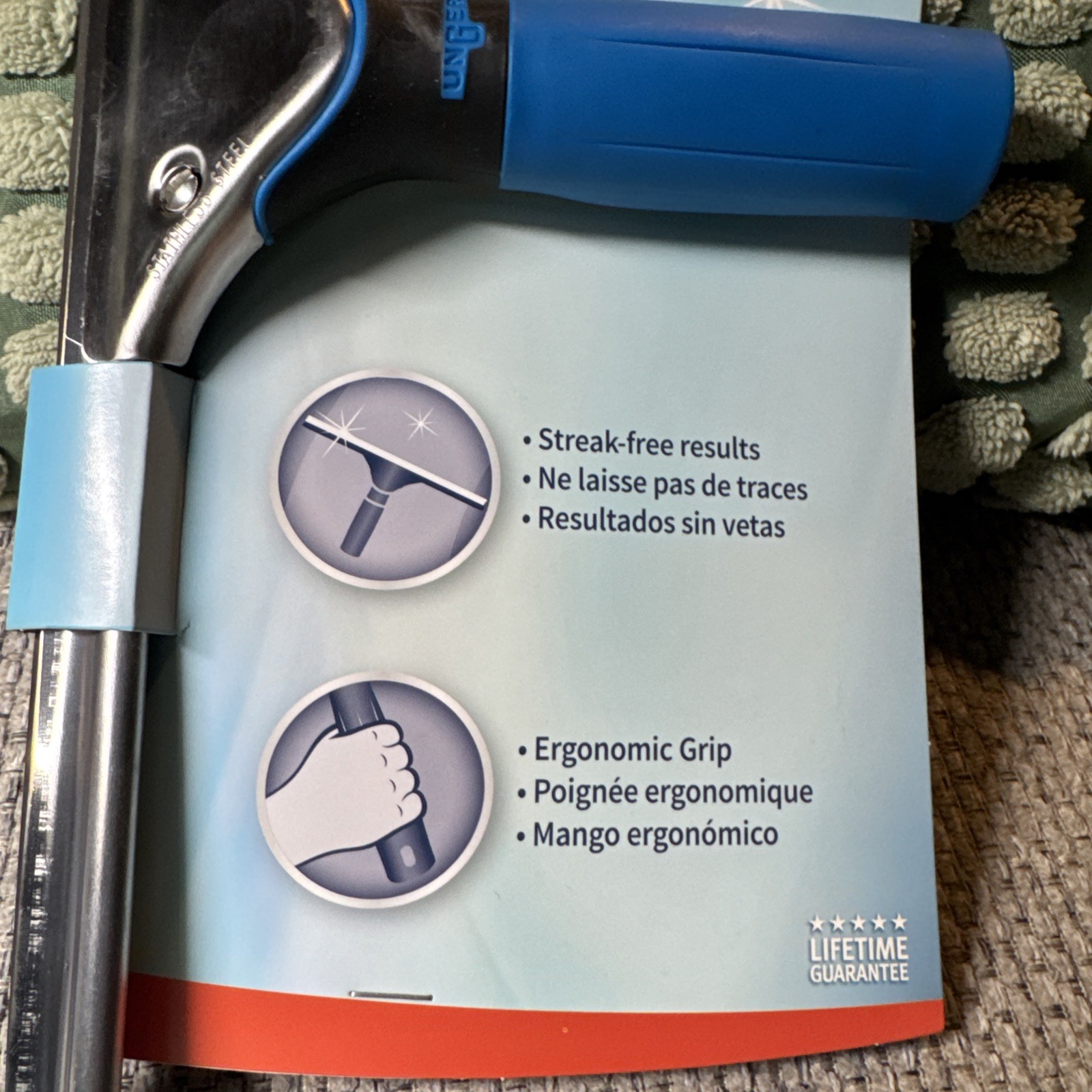 Unger Professional Performance Grip Squeegee 18" Cleans Large Windows NEW 960140