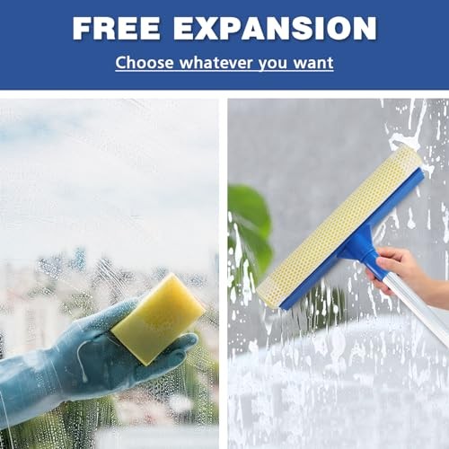 Professional Window Squeegee,2 in 1 Squeegee Window Cleaner with Long
