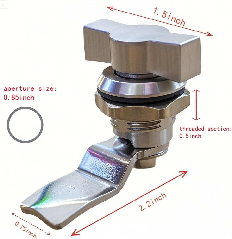 Thumb Operated Offset Cam Lock, Stainless Steel Keyless, Metal Replacement Lock