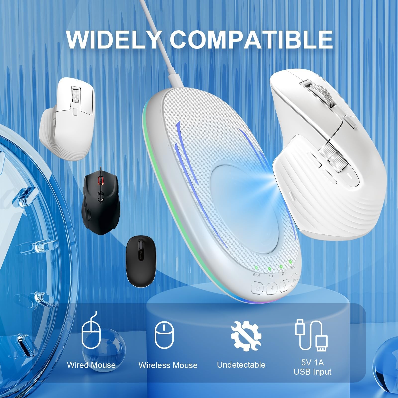 Undetectable Mouse Jiggler,Ultra-Thin & Silent Mouse Mover with Timer,Driver-...