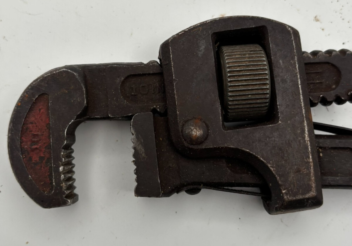 Antique Dunlap Adjustable Pipe Wrench Forged Steel Size 10” Vint. Plumbing Tool