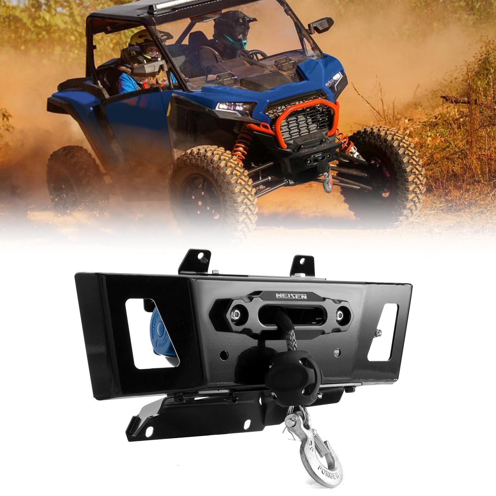UTV 4500lb 12V Electric Winch Mount Kit Fit Polaris RZR XP 1000/4 1000 2024-2026