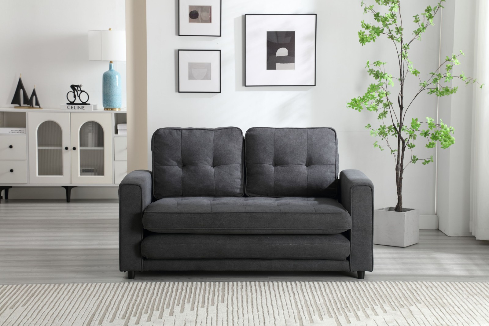 3 Fold Sofa,Convertible Futon Couch sleeper sofabed,Space saving loveseat,Pull O