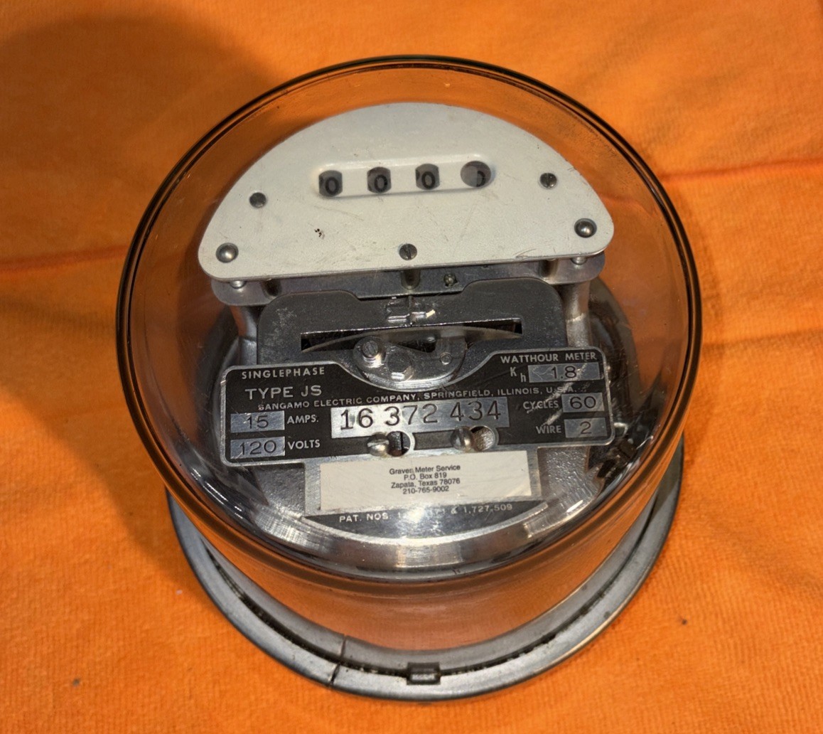 One Vintage Sangamo Type JS Singlephase whatthour meter Refurbished 15A 120V