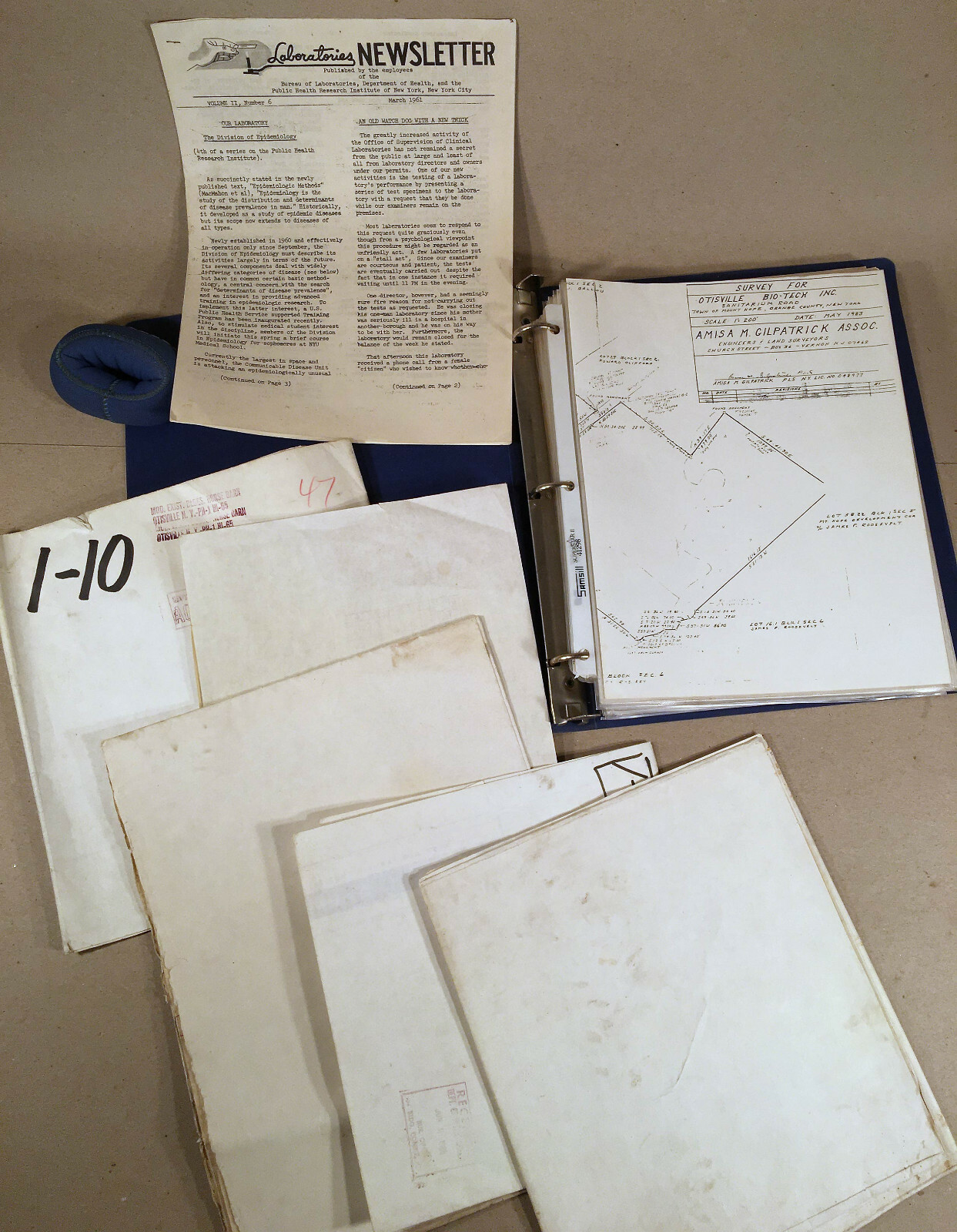 Otisville NY: Sanitarium/NYC Laboratories/Bio-Tech Inc. Lot of Blueprints/Paper