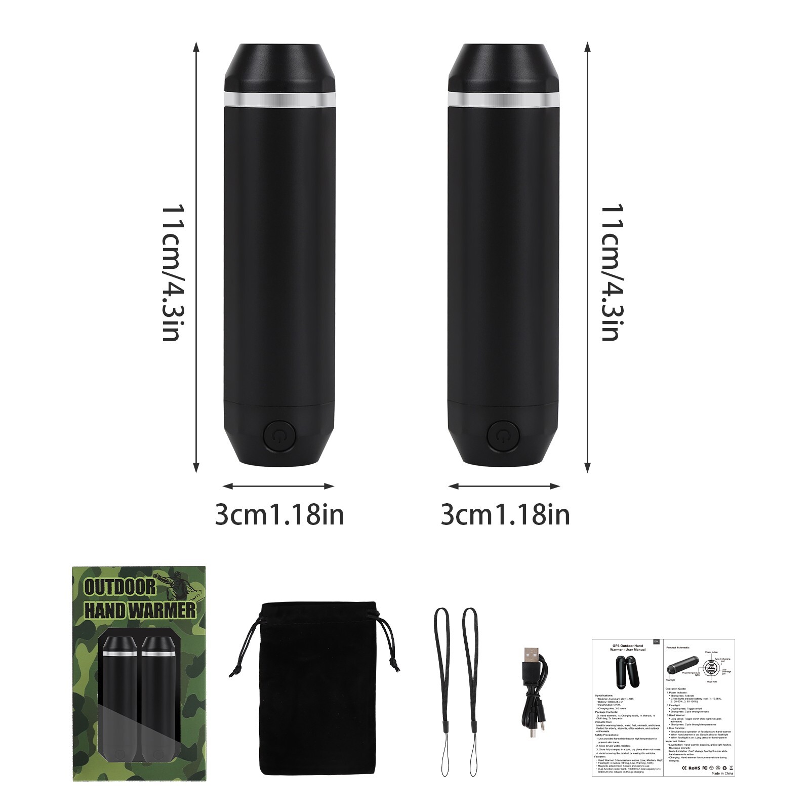 Electric Hand Warmers Rechargeable 2 Pack? 10000mAh PowerBank and Flash Light 3