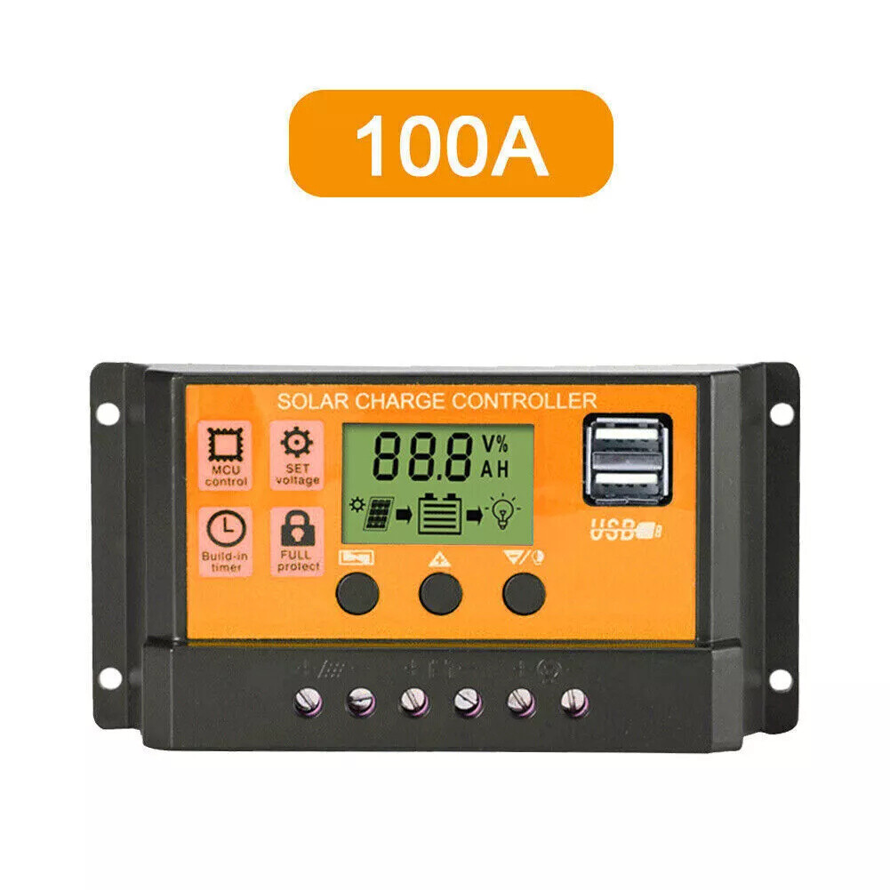 100A PWM Solar Charge Controller 12V/24V Auto Tracking - Solar Panel Regulator