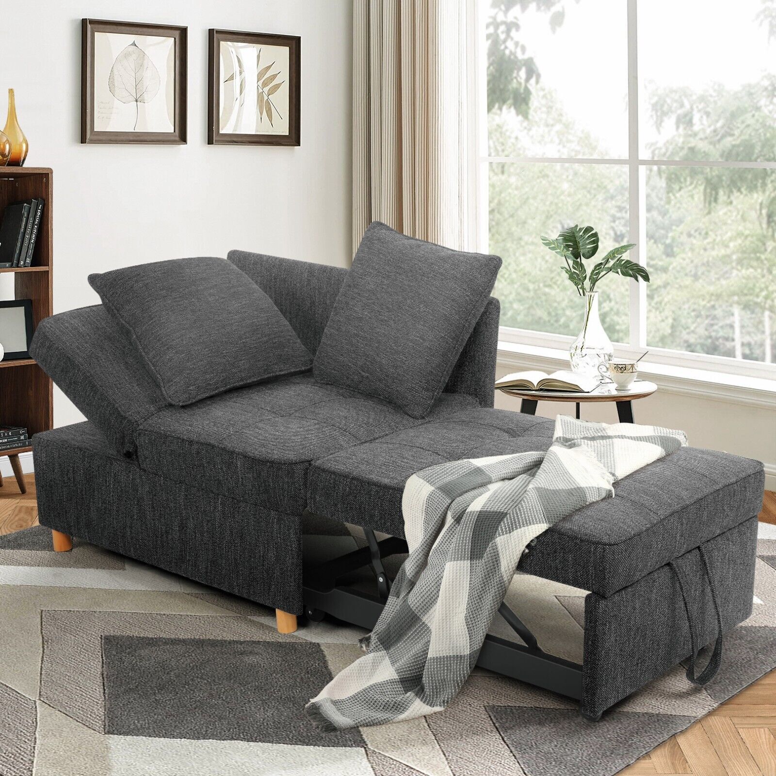 ⭐Folding Ottoman Sofa Bed Convertible Chair 4-in-1 Multi-Function Sleeper Sofa_⭐