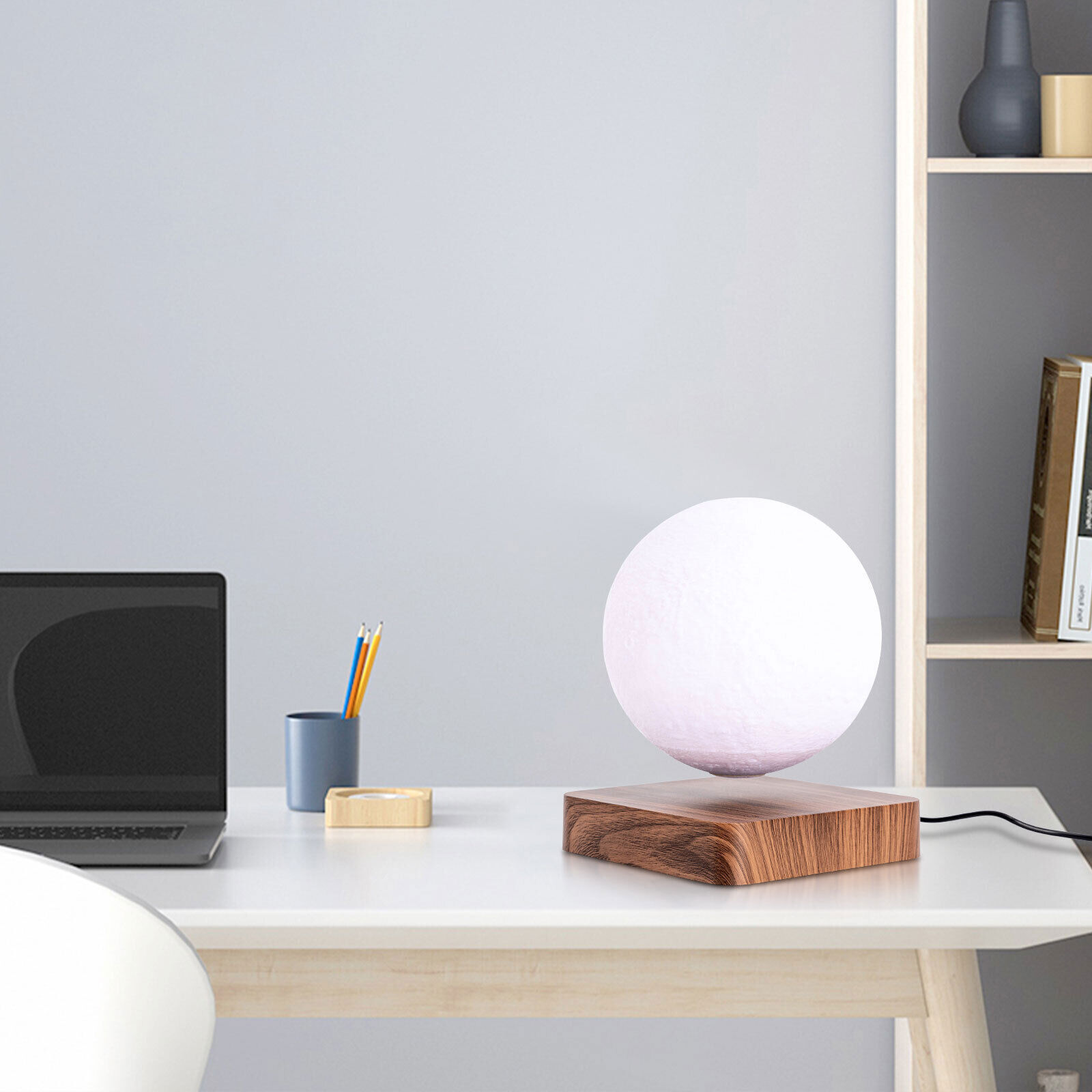 Magnetic Levitating 3D Printed Moon Lamp LED Night Light Touch Switch