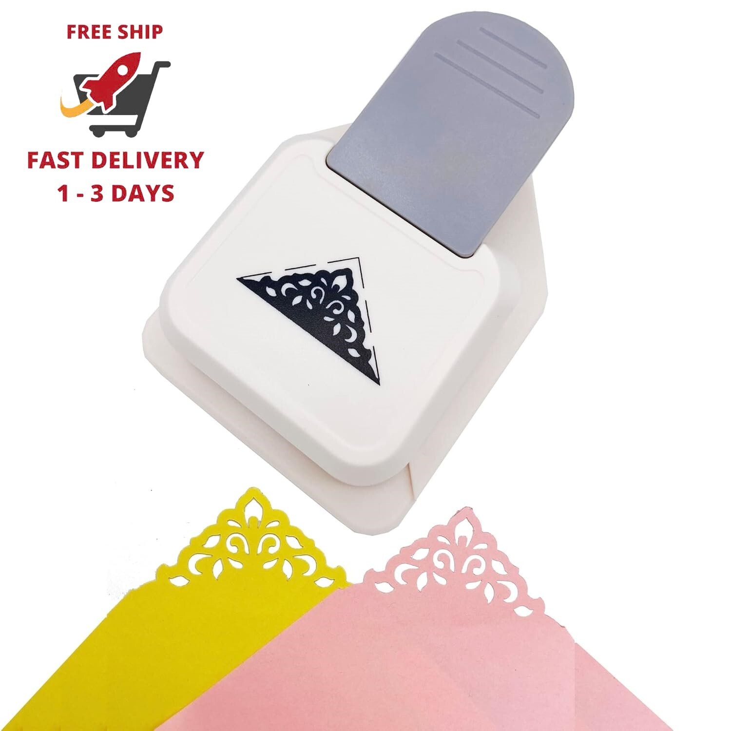 Perforadora de esquinas grande para manualidades, diseño de flores triangulares