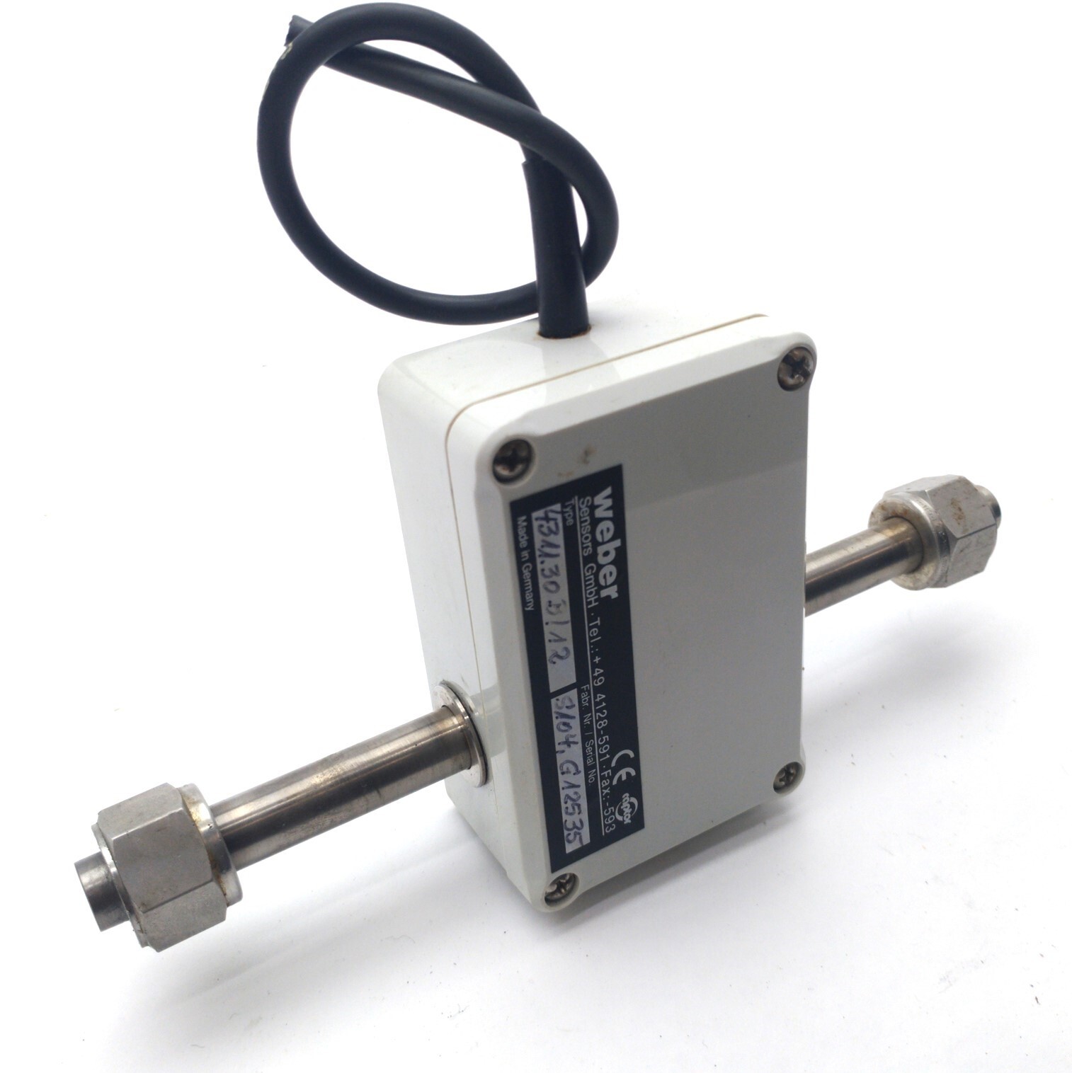 weber 4311.30B/12 Flow-Captor Sensor 0-3.2ft/s 435PSI 12mm Tube 4-20mA 24VDC