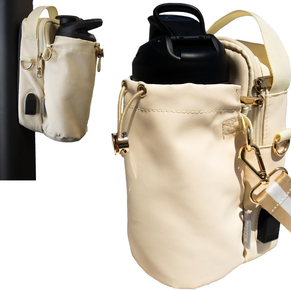 Magnetic Waterproof Gym Sling Bag with USB Port & Adjustable Strap