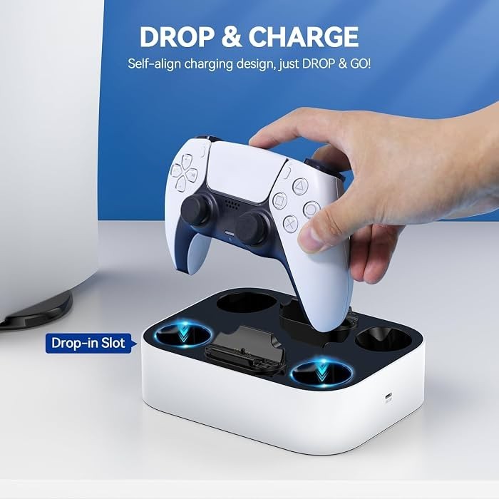 PS5 Controller Charger Station with LED Indicator,Self-Aligning Charging Dock