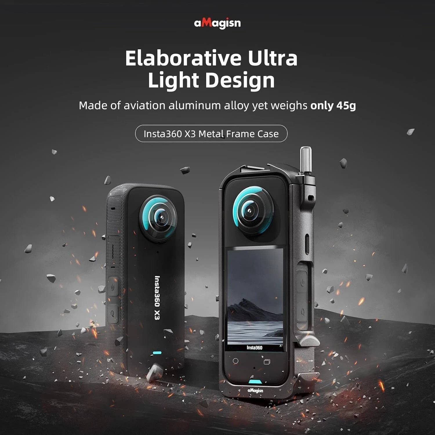 Durable Protective Housing for Insta360 X3 with Lens Guards & Screen Protector