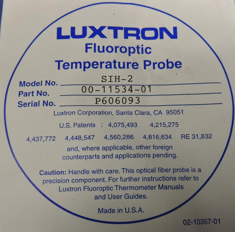 NEW AE Luxtron SIH-2 Fluoroptic Temperature Probe 00-11534-01 FAST FREE SHIPPING