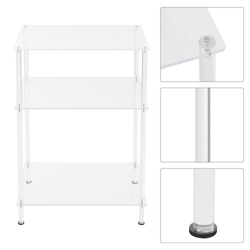 Clear Acrylic Side Table, 3 Tiers Small End Table living room Modern Nightstand