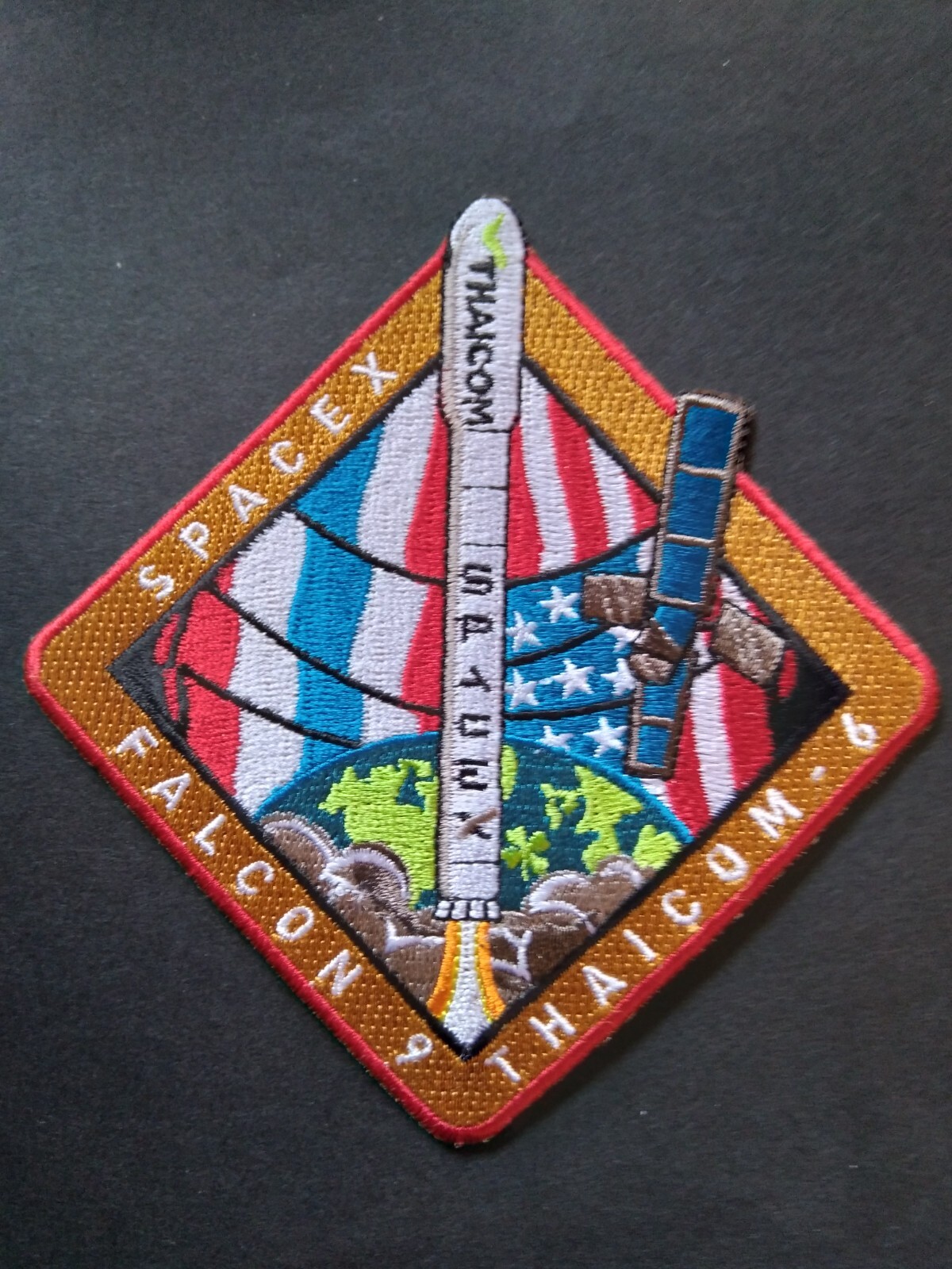 Spacex Authentic Thaicom 6 Mission Patch Early Mission # 13 Launch Date 1/6/2014
