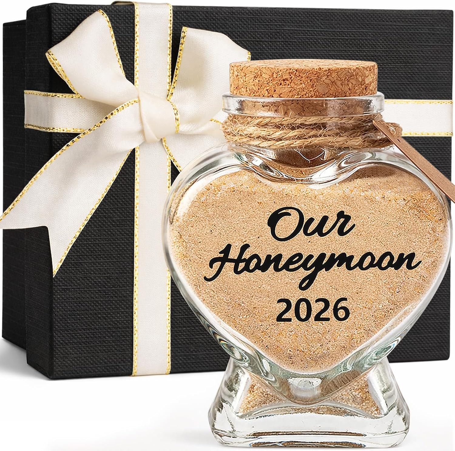 Honeymoon Sand Keepsake Jar 2026 - Heart-Shaped Glass Memory Jar with Exquisite