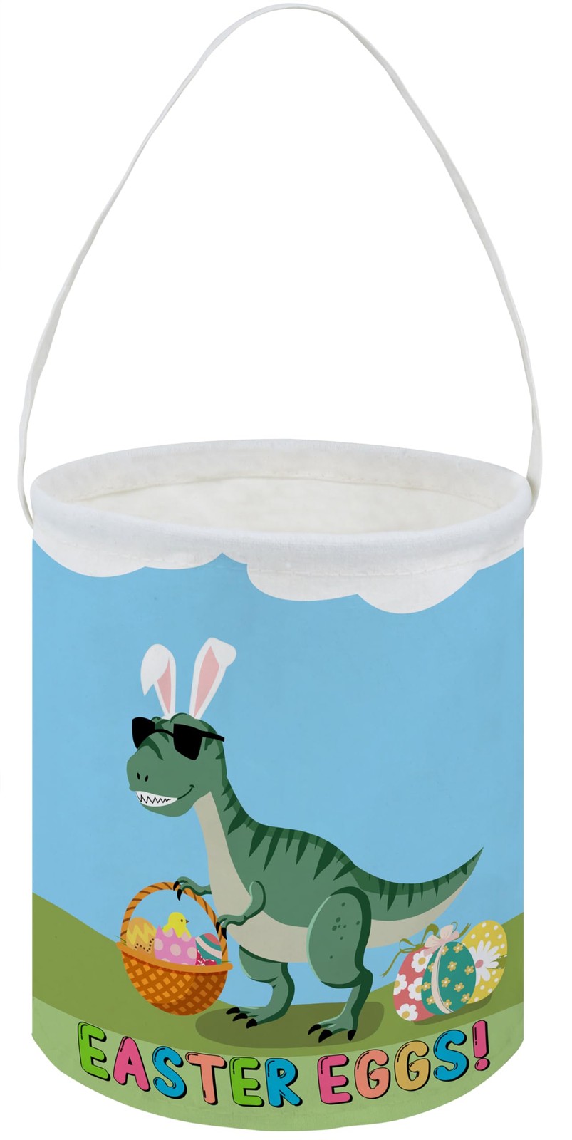 HKEC Dinosaur Easter Eggs Buckets,Gift Baskets with Handle,Cute Pattern Easte...