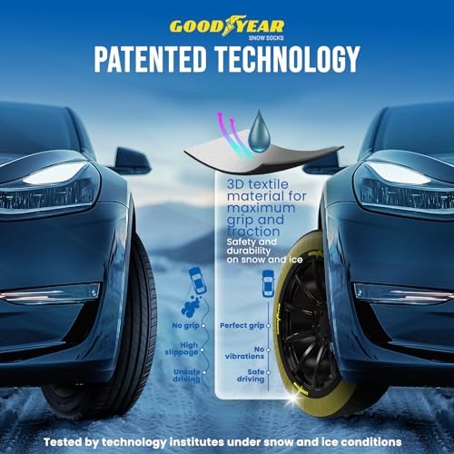 Grip Snow Socks for Tires. Designed for All Tire Brands. Textile Chain XL