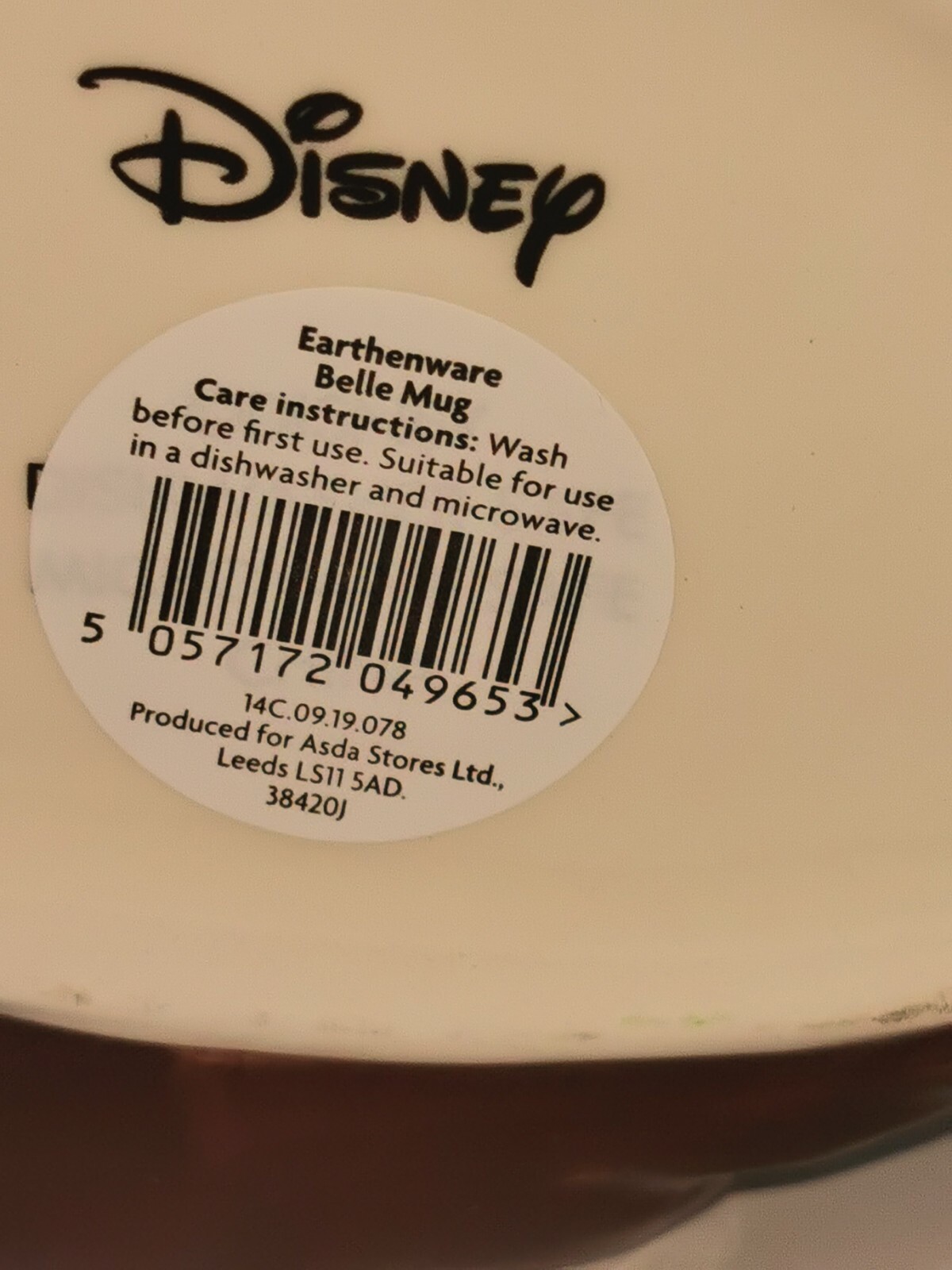 Disney Belle Earthenware Mug - New Never Used