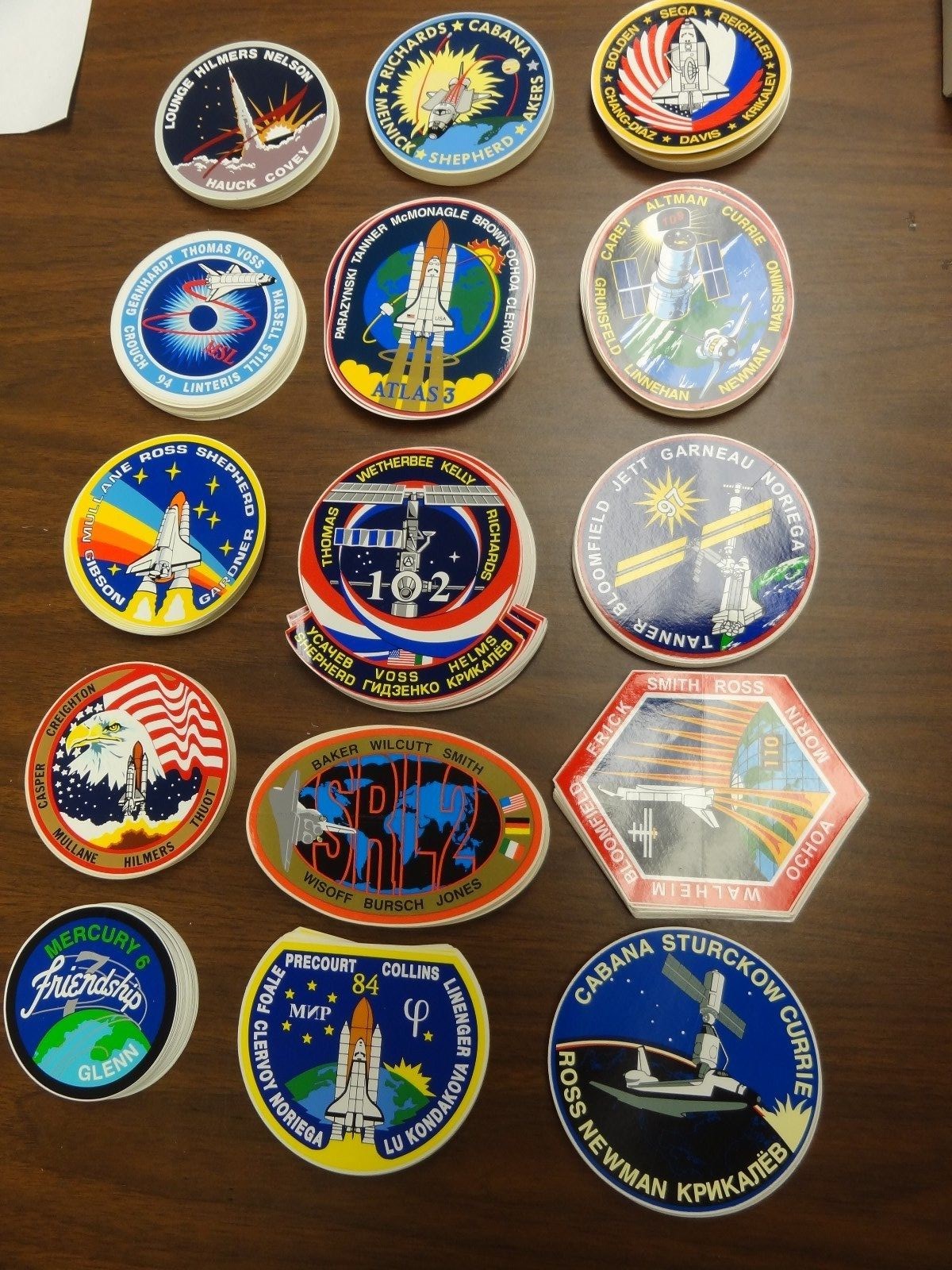 LOT SET OF 15 DIFFERENT SPACE AND ROCKET STICKERS NASA MERCURY GLENN TANNER SEGA