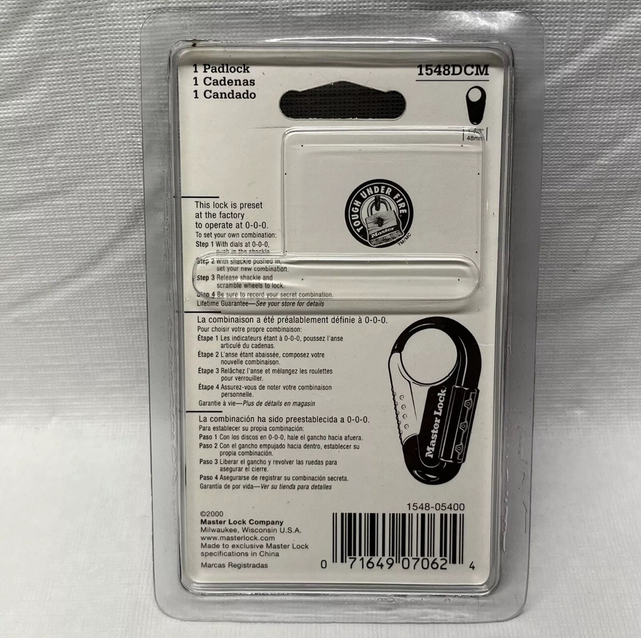 NEW MASTER LOCK COMBINATION BACKPACK LOCK, 1548DCM RED