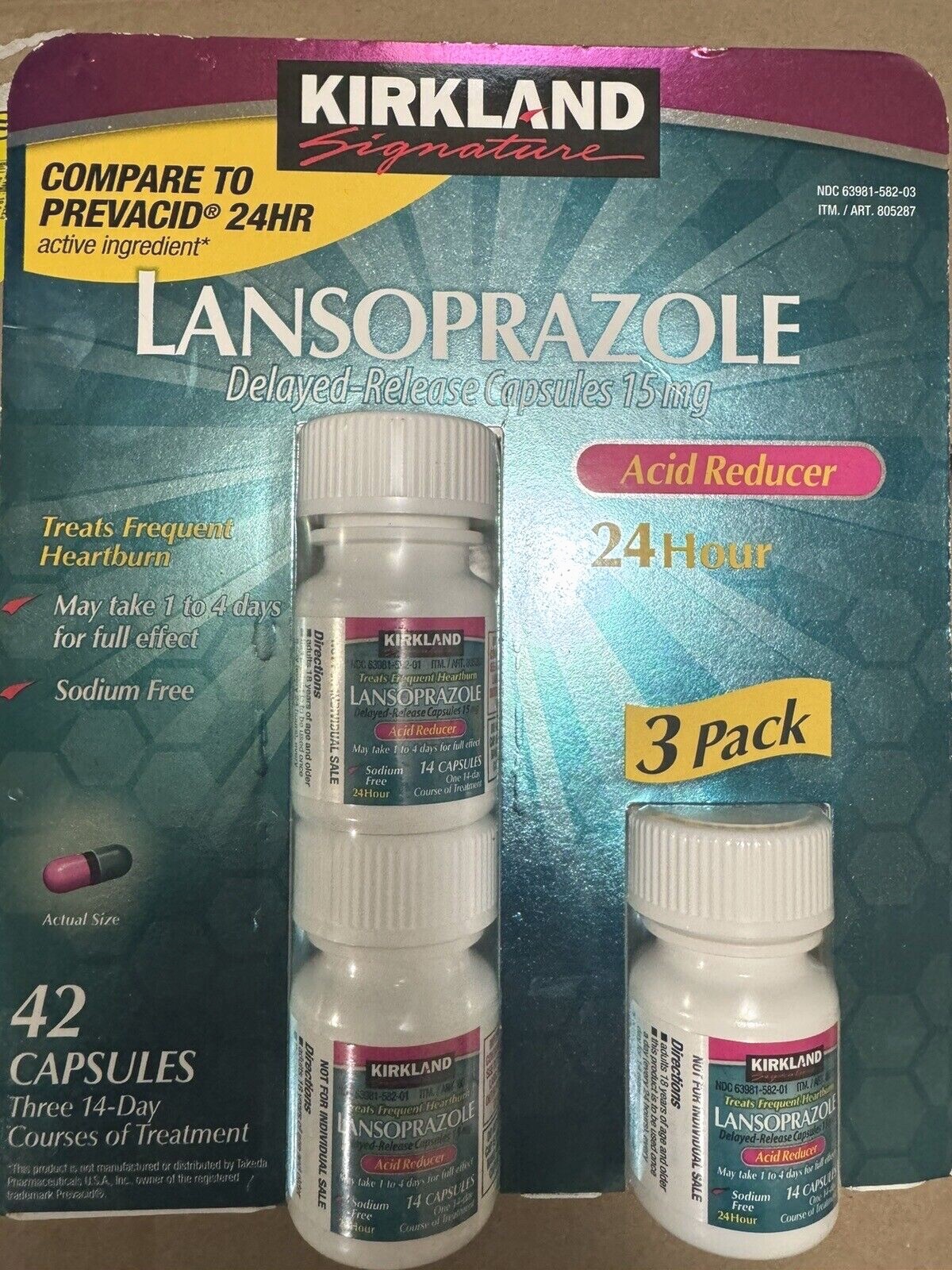 ✳️ 🔥Kirkland Signature Lansoprazole 15 mg. Acid Reducer, 42-84 Capsules ✳️ 🔥