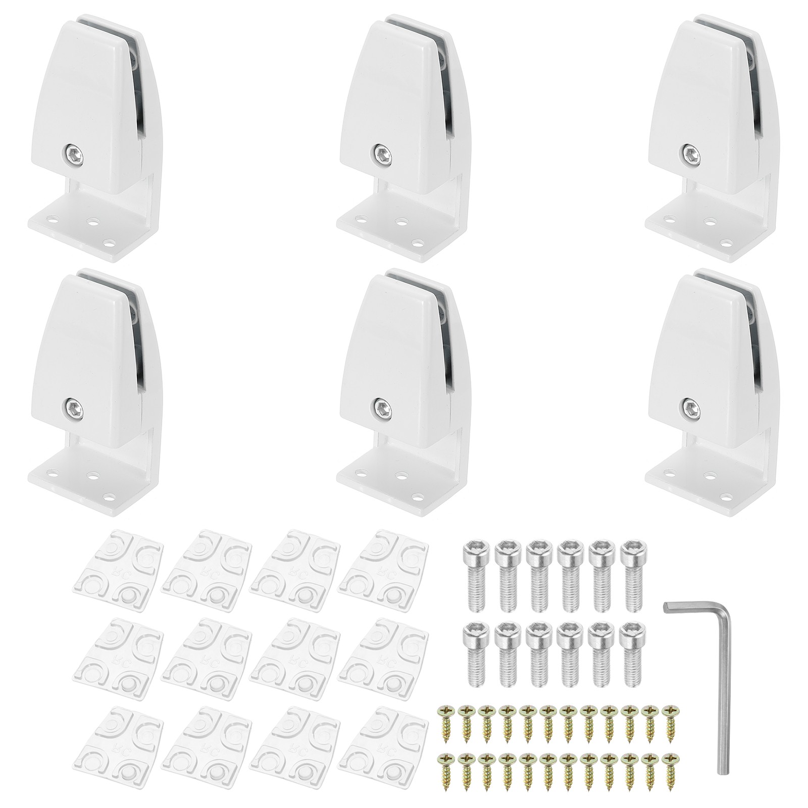 6 Pcs Adjustable Desk Divider Partition Clips,L-Shape Guard Support,Matte White