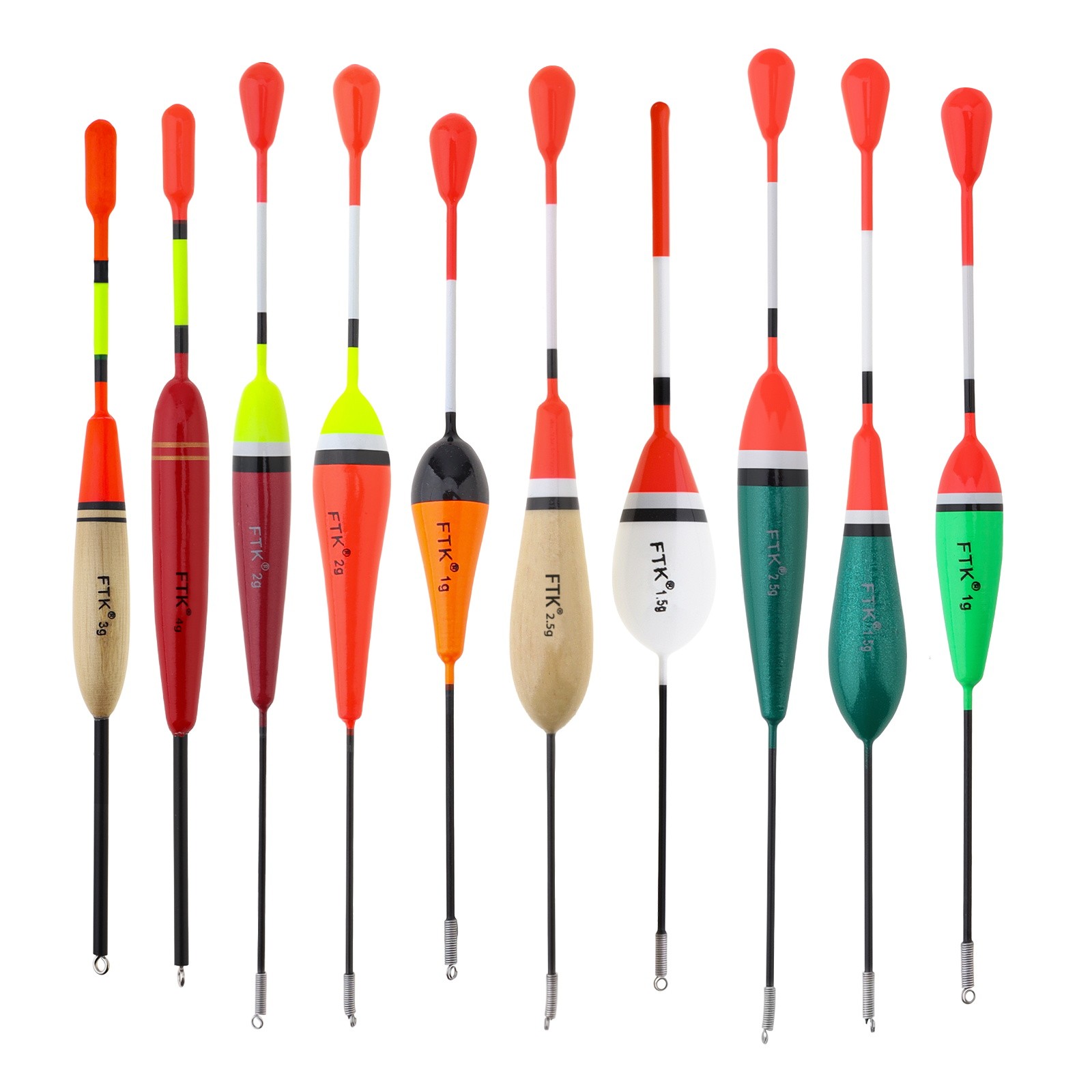 10pcs/lot Colorful Fishing Float Balsa Bobber 14.3cm-20.1cm 1g-4g for Rock Lake