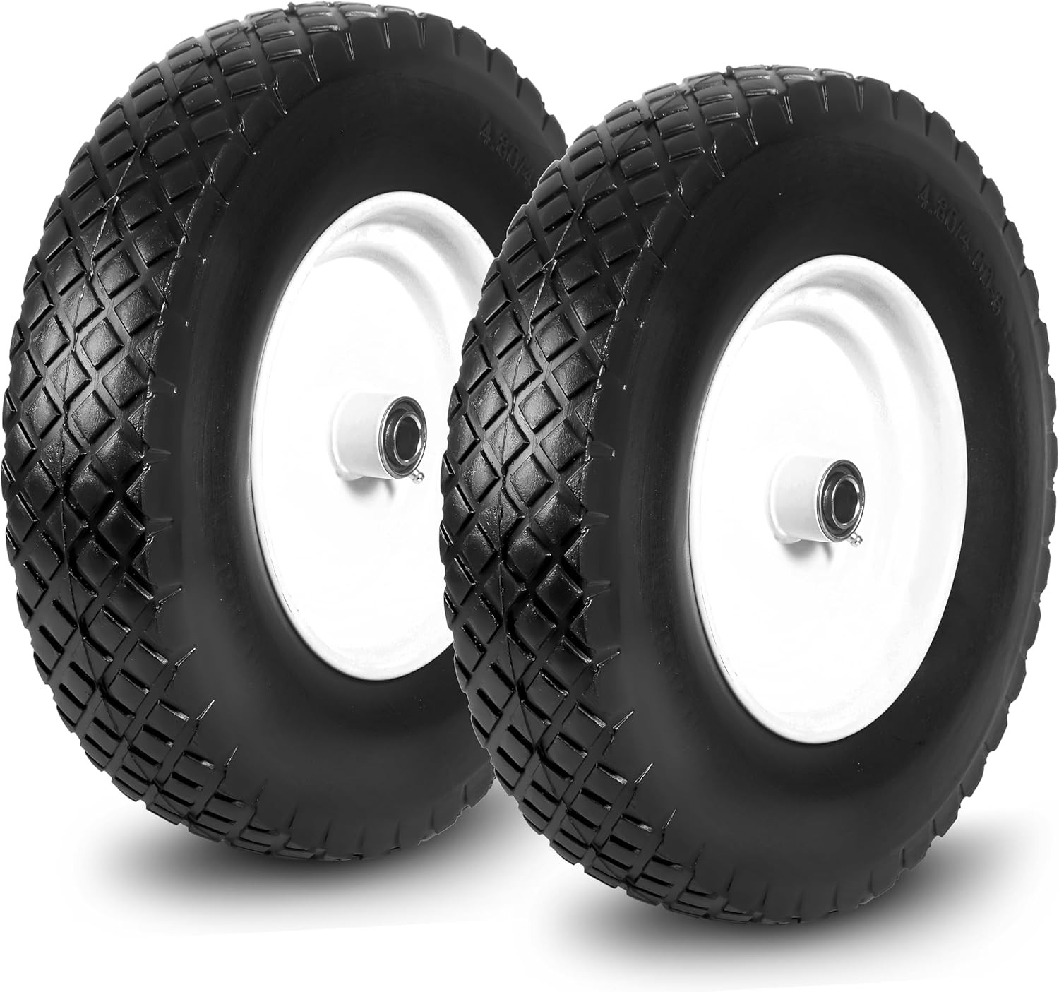 2 PCS 16 Inch Rubber Solid Flat Free Replacement Tires and Wheels 4.80/4.00-8