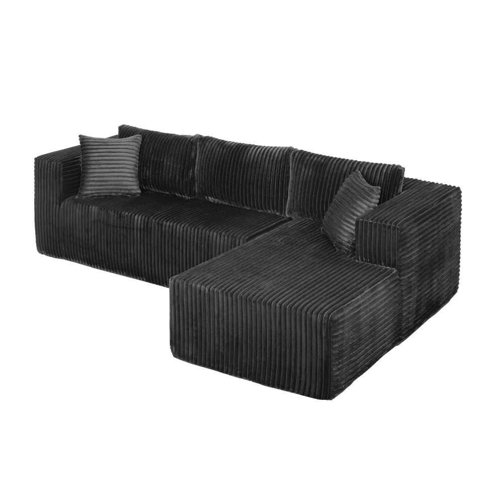 105" L-Shaped Modular Sofa Plush Upholstery & All-Foam Left Chaise Black