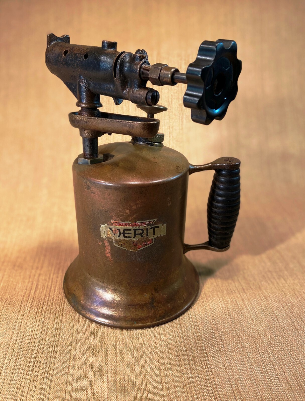 VINTAGE MERIT HAND BLOWTORCH + SOLDERING RESTORED DESKTOP & MANTLE DISPLAY