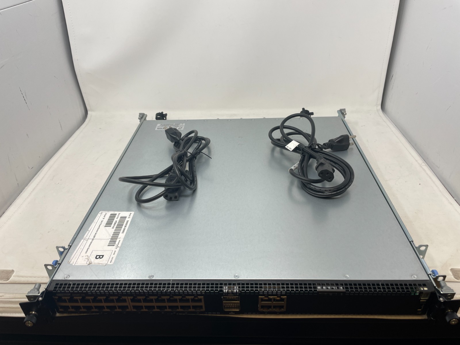 Dell S4128T‑ON E20W 28‑Port Network Switch with Mounted Gliders and AC Adapters