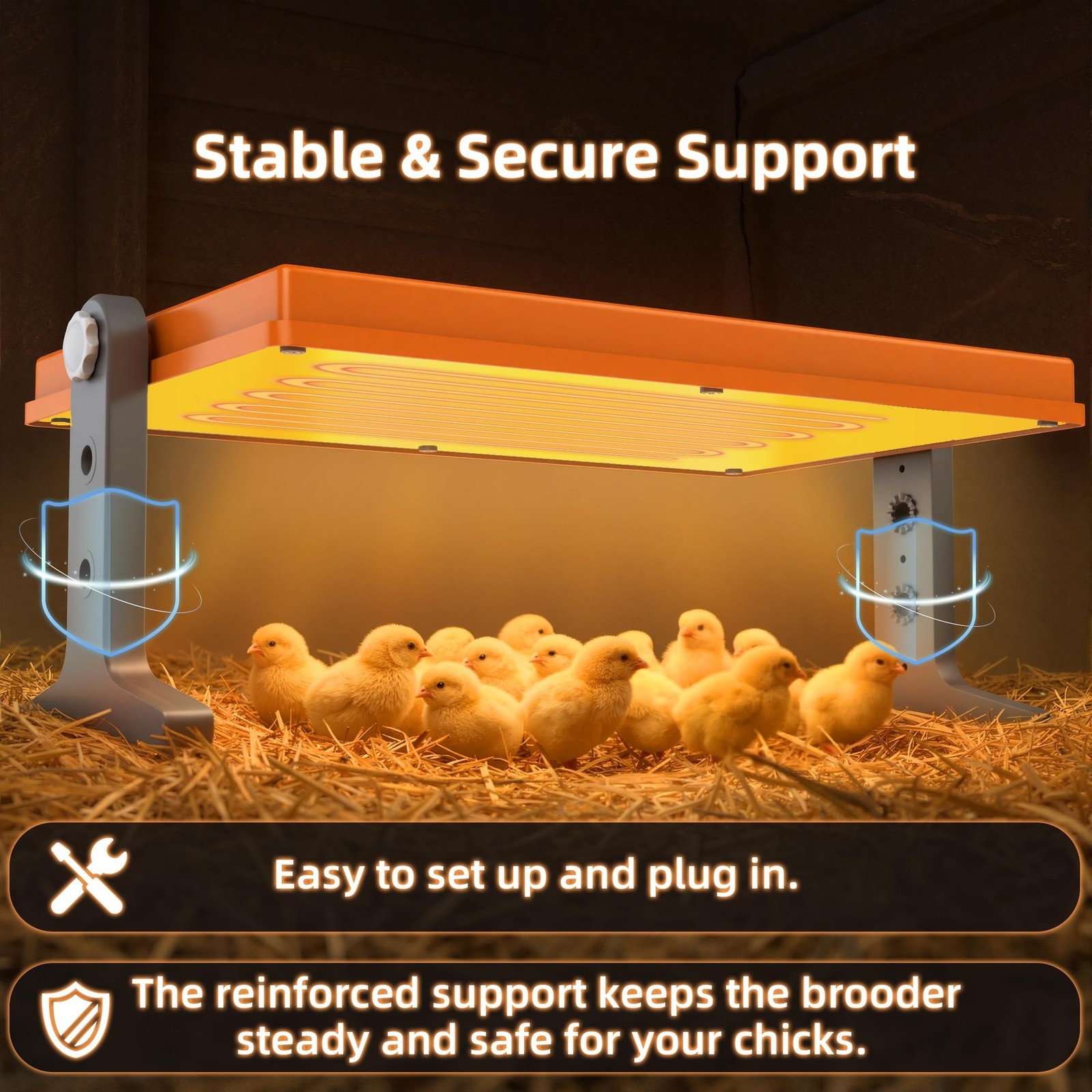 Chick Brooder Heater Plate – 12" x 8" Adjustable Height & Temperature Poul