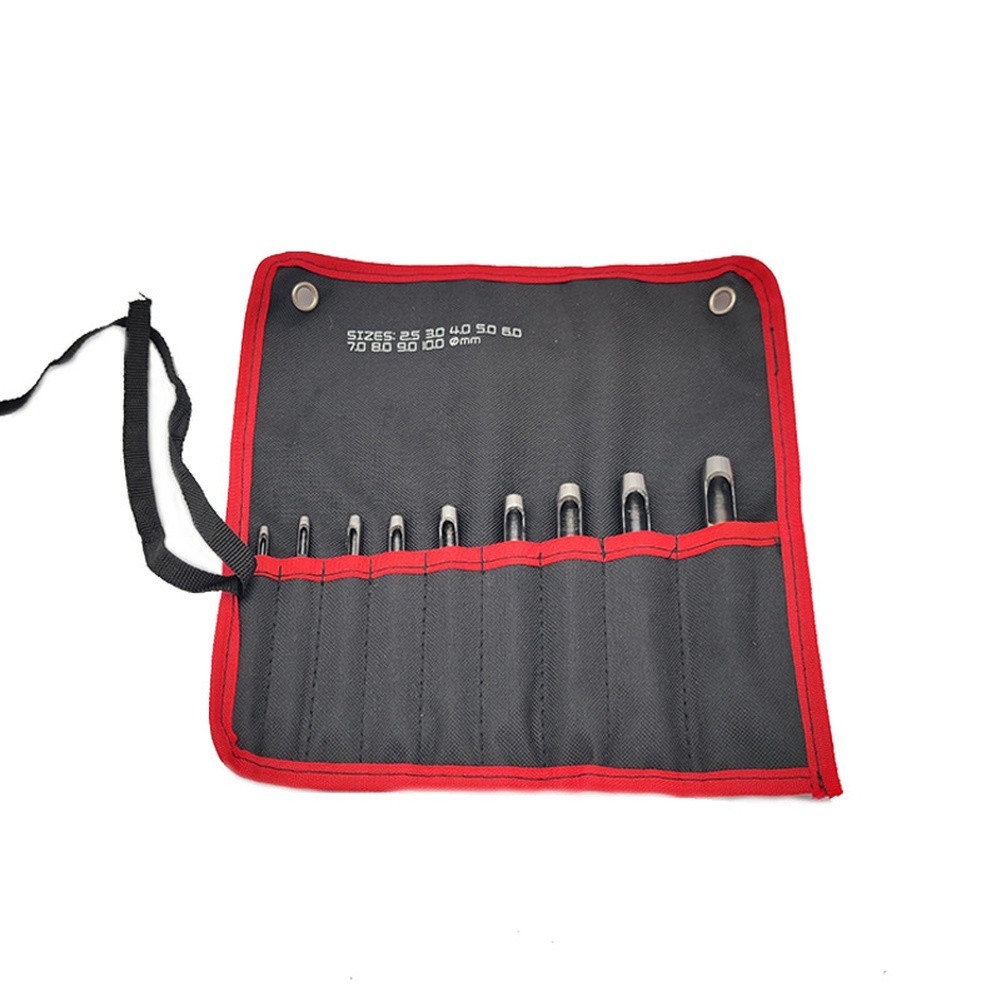 9 Piece Hole Punch Set High Carbon Steel Hollow Punchers 2.5-10mm Round Head